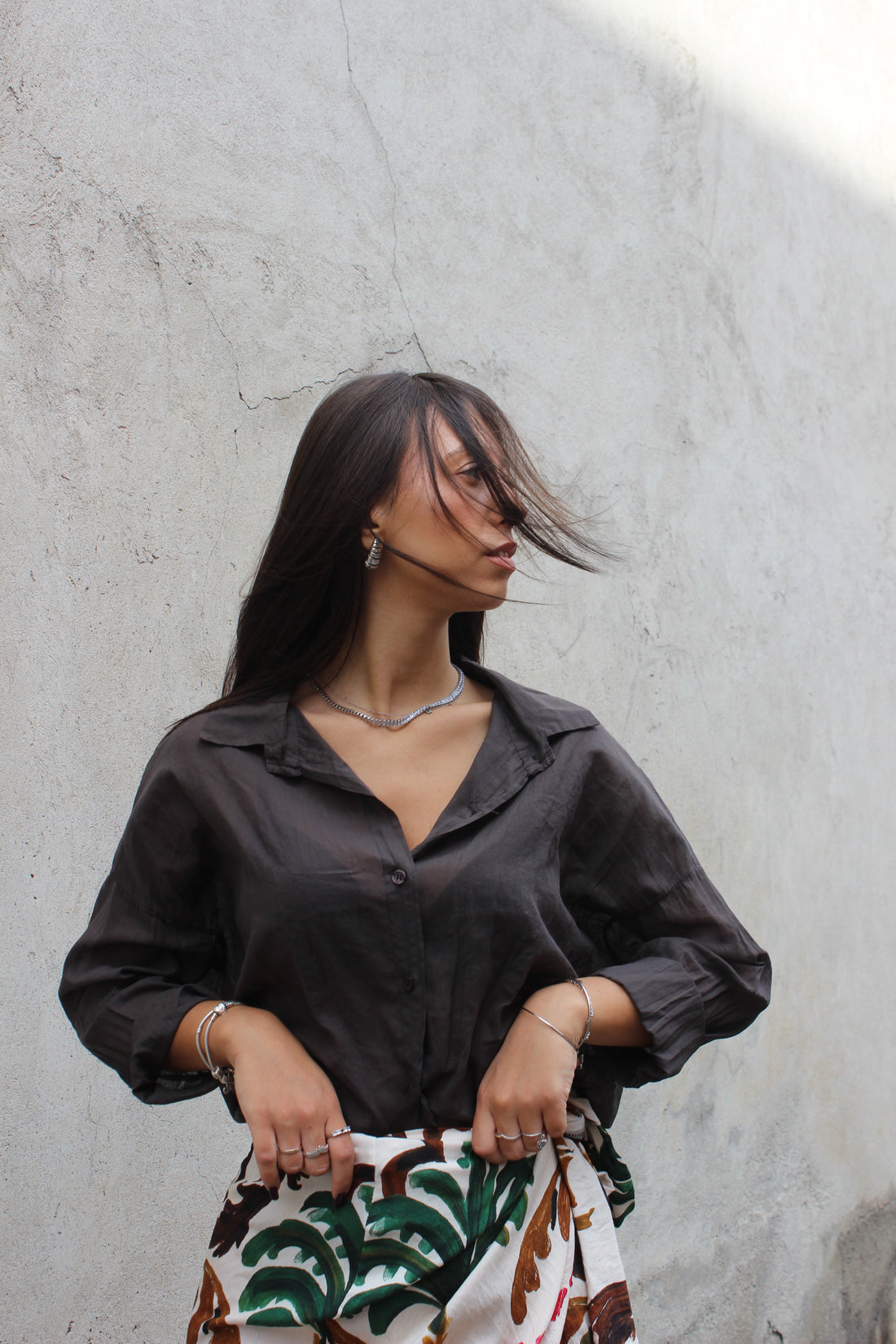 Camicia 100% cotone cioccolato
