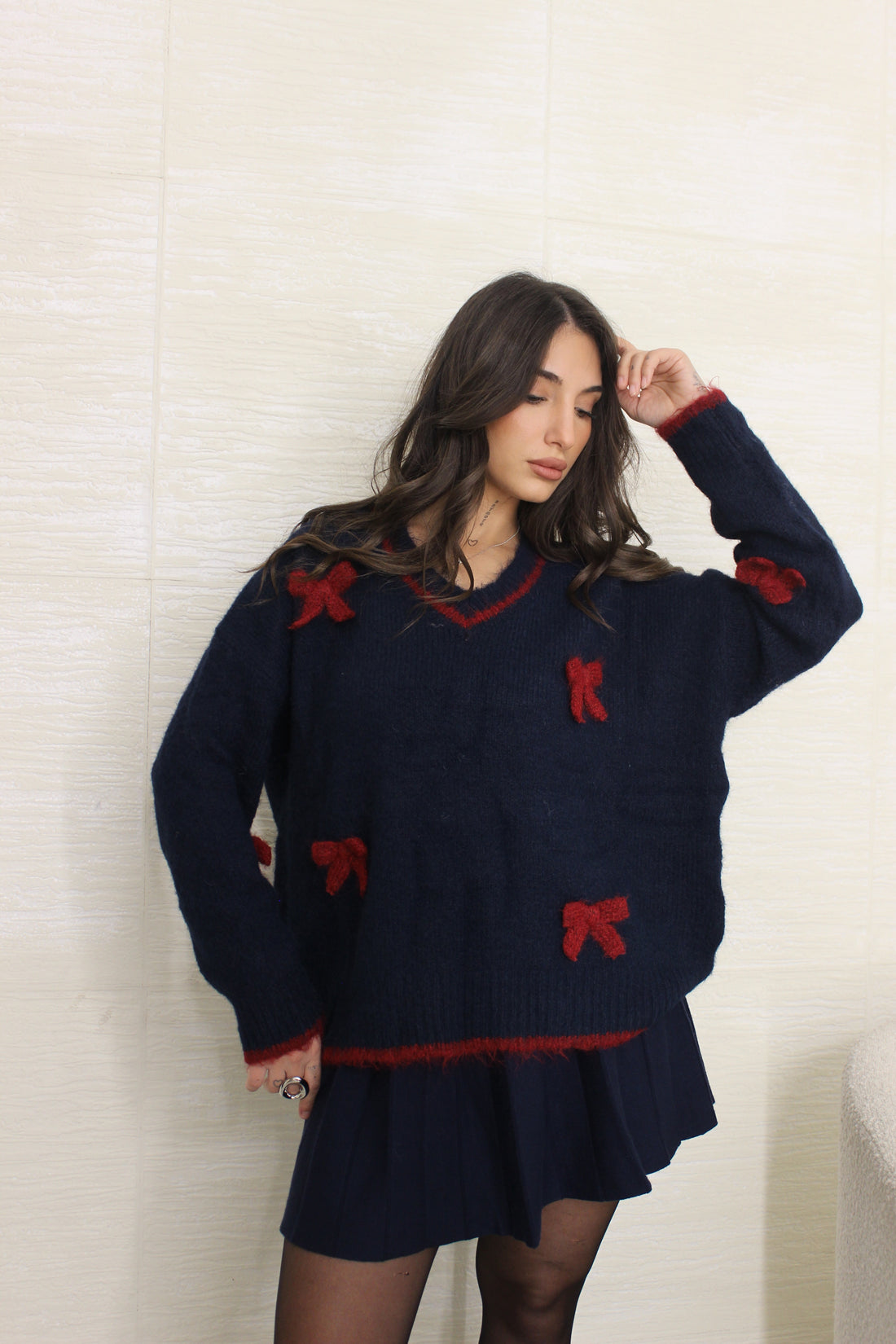 Pull con fiocchi Blu