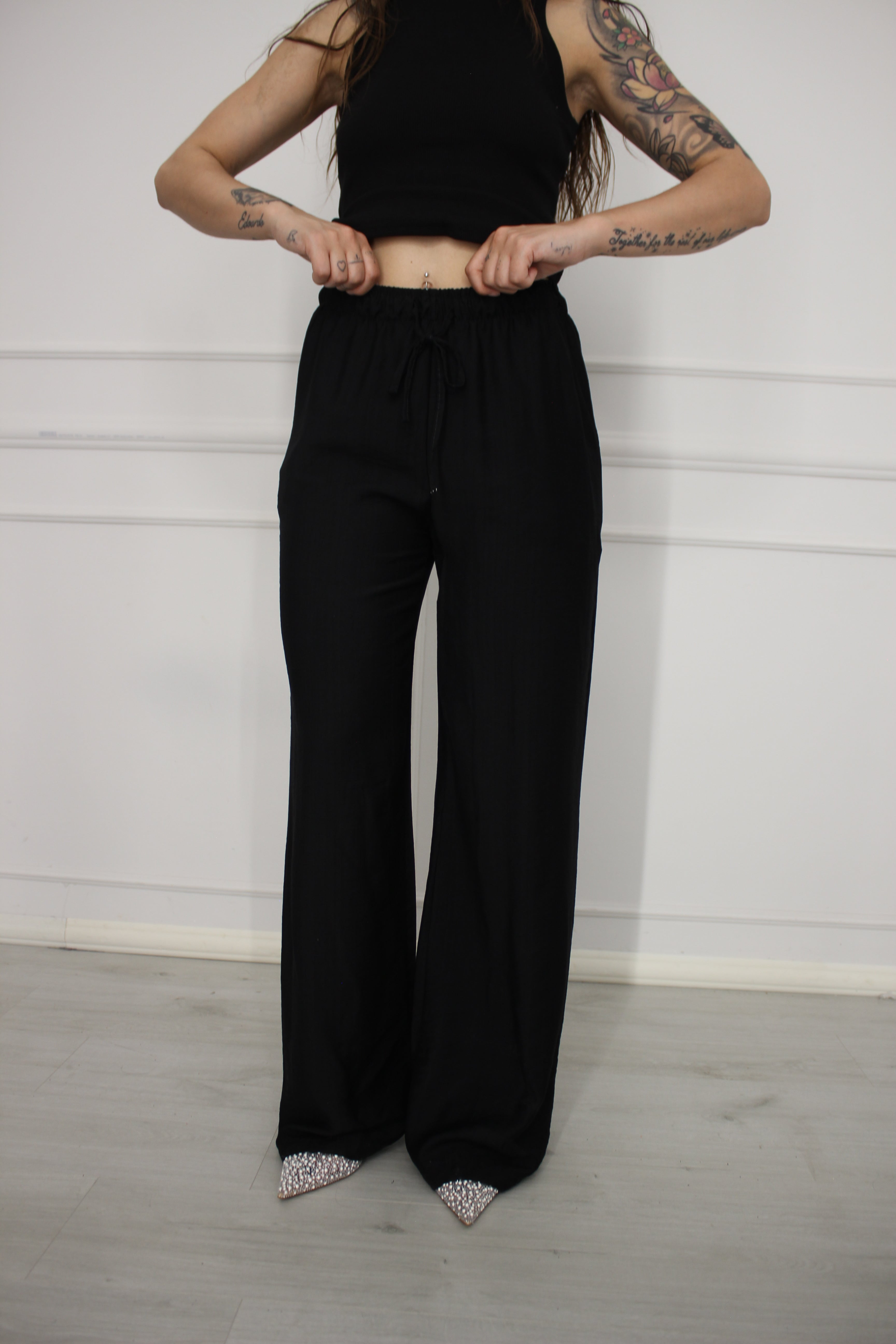 Pantaloni viscosa neri