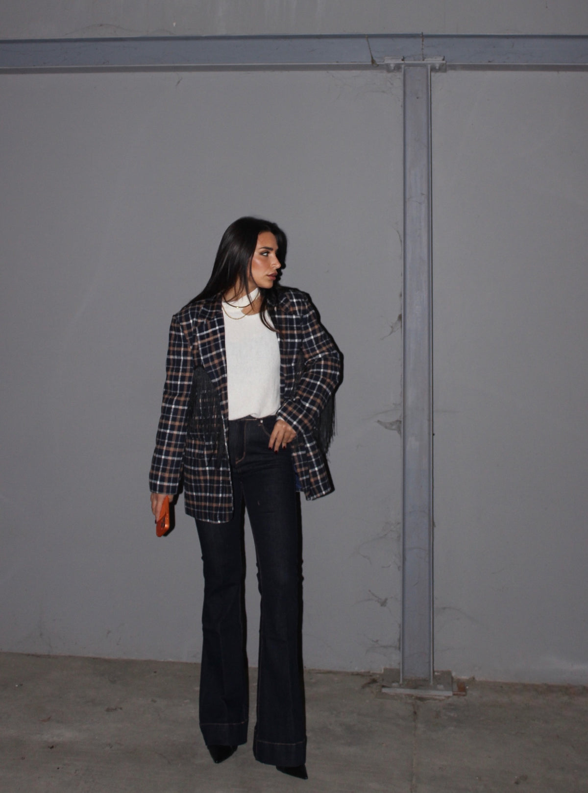 Blazer tartan fringes
