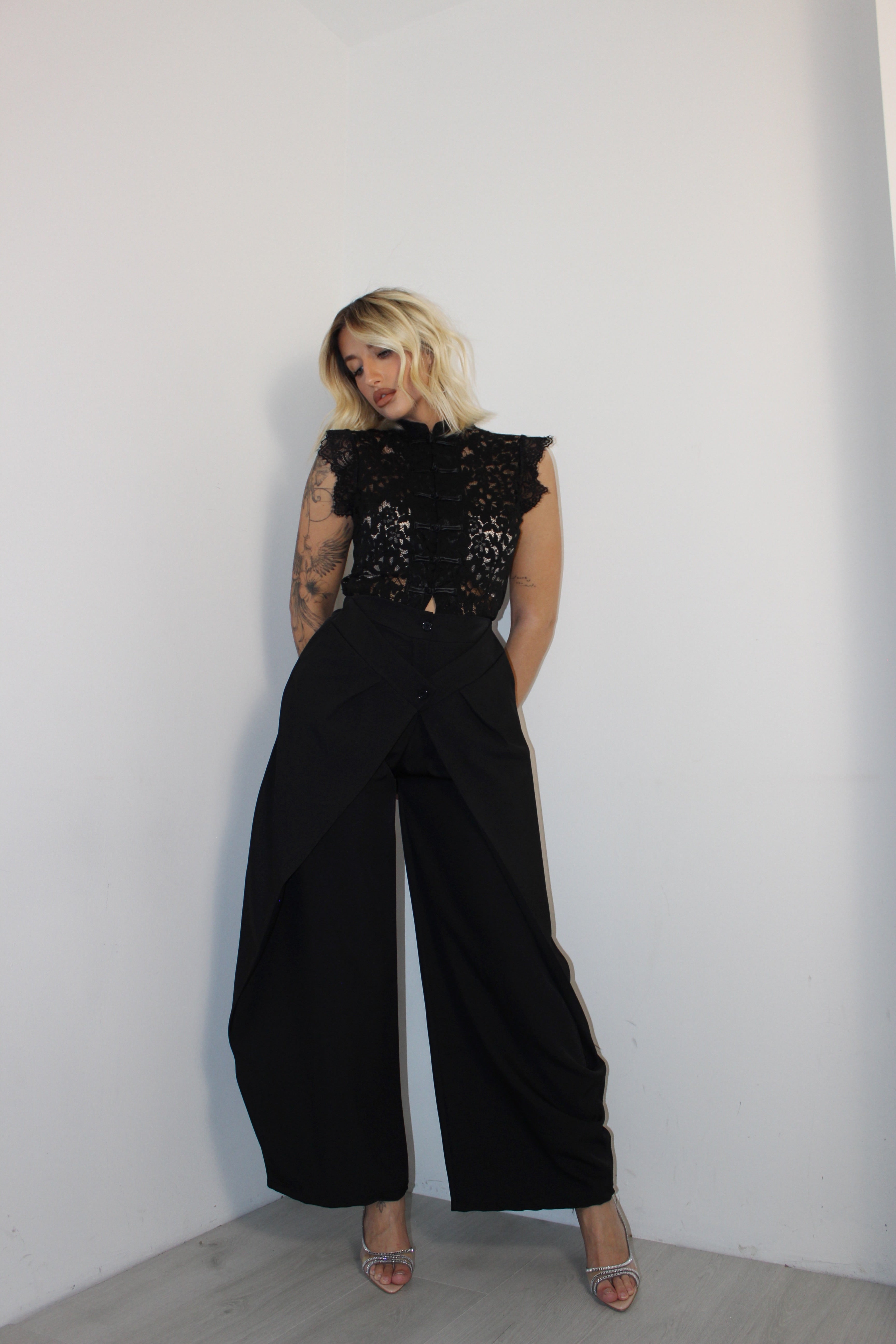 Pantalone doppia chiusura Nero
