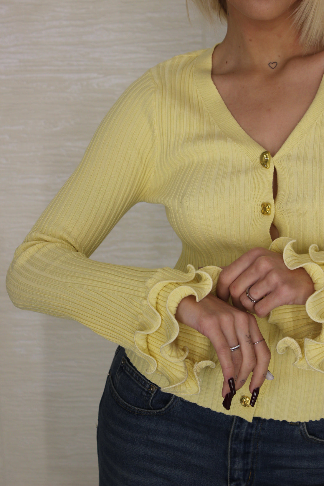 Maglia con Bottoni Giallo