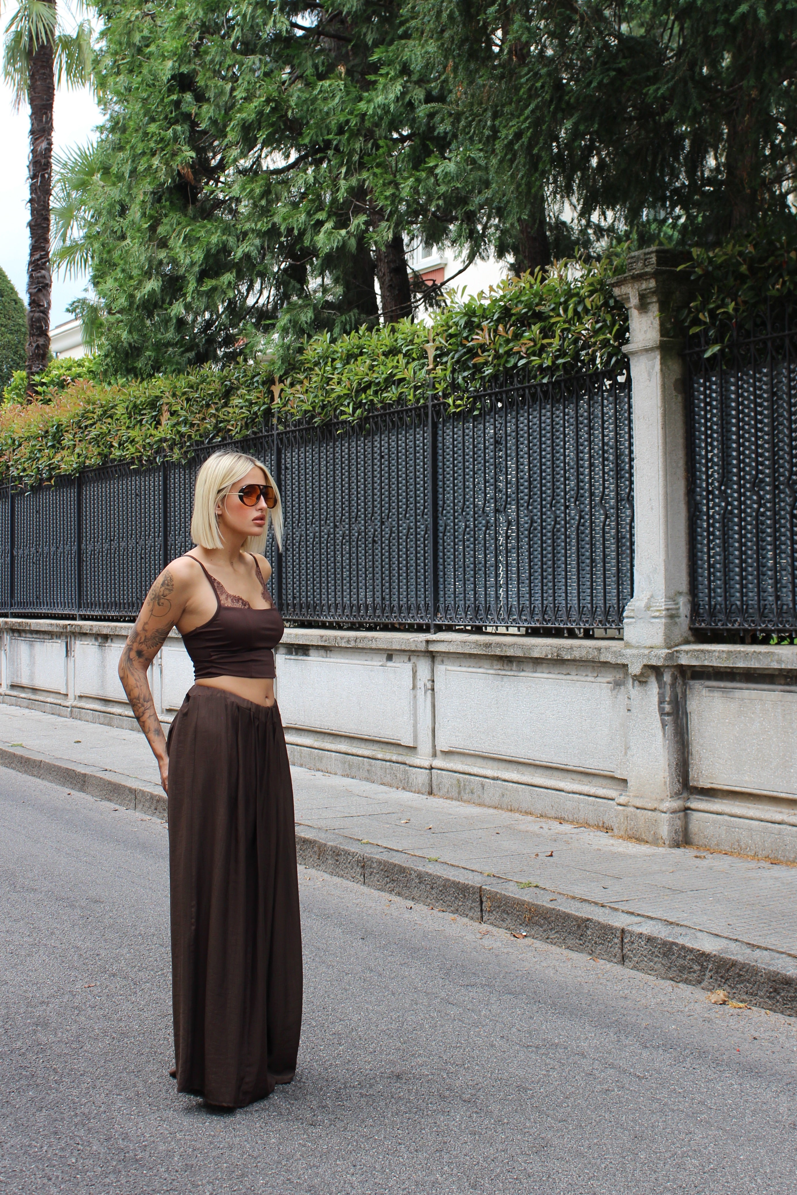Pantalone viscosa cioccolato