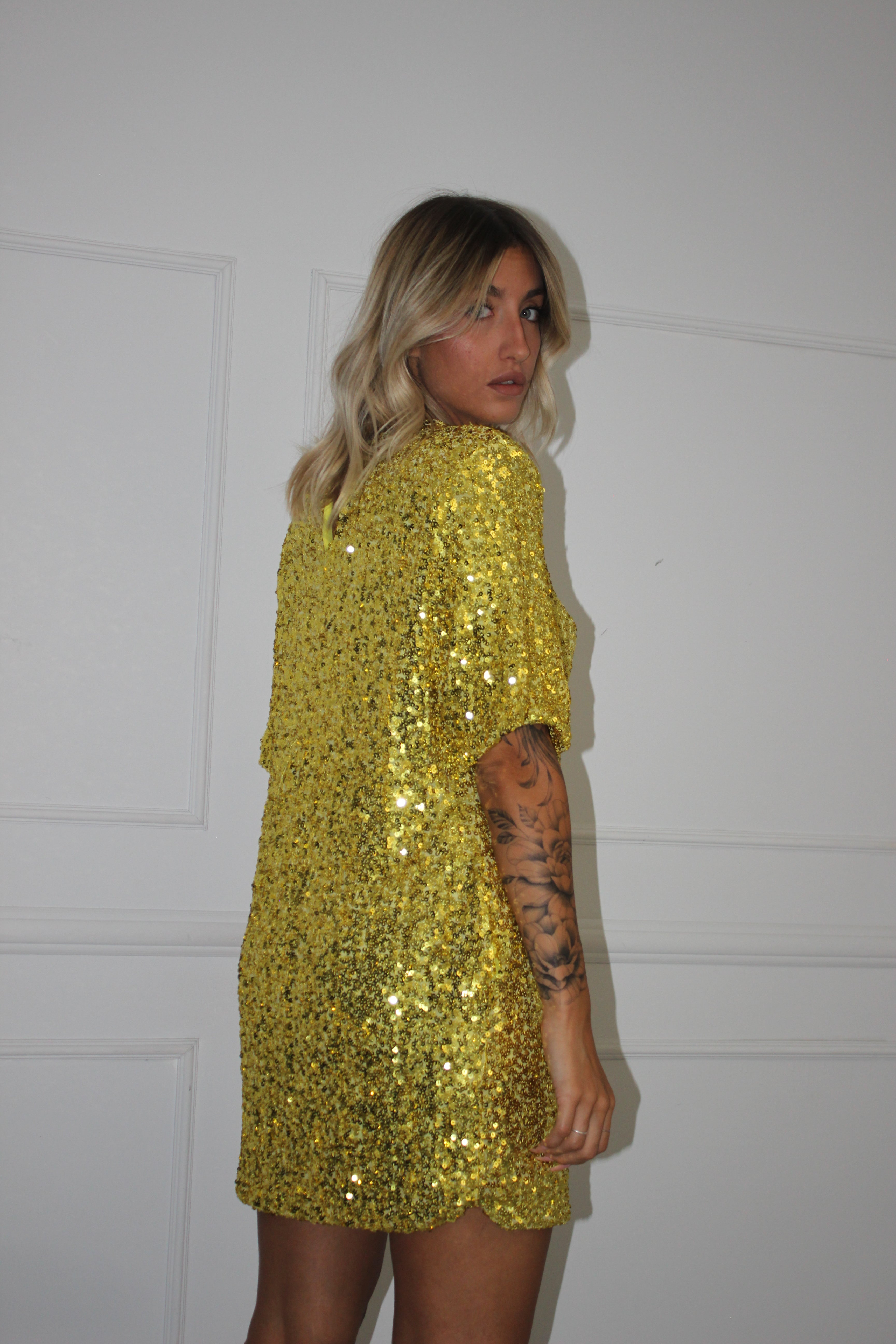 Maxi maglia Lumina Paillettes giallo