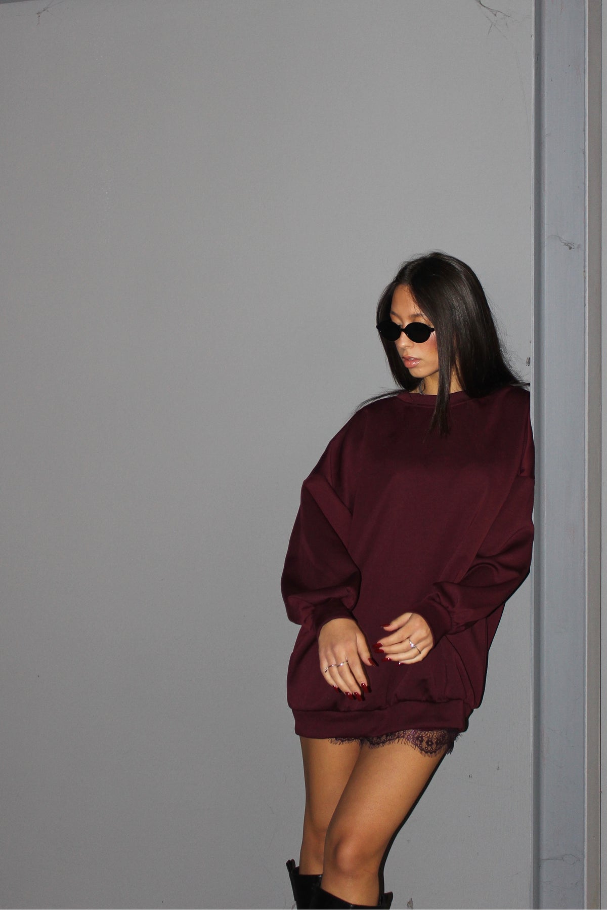 Maxi felpa cut out burgundy