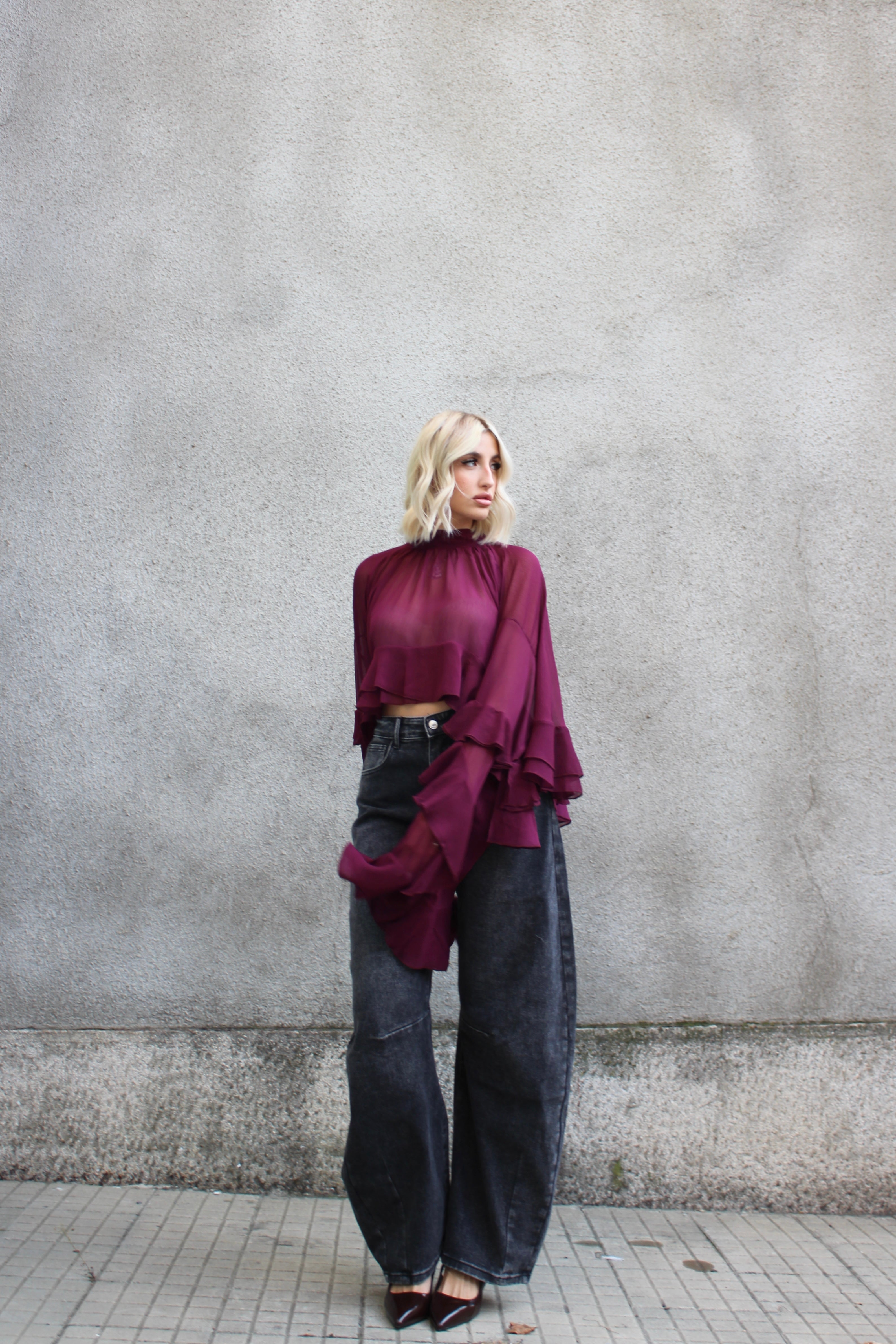 Blusa Voilè Bordeaux