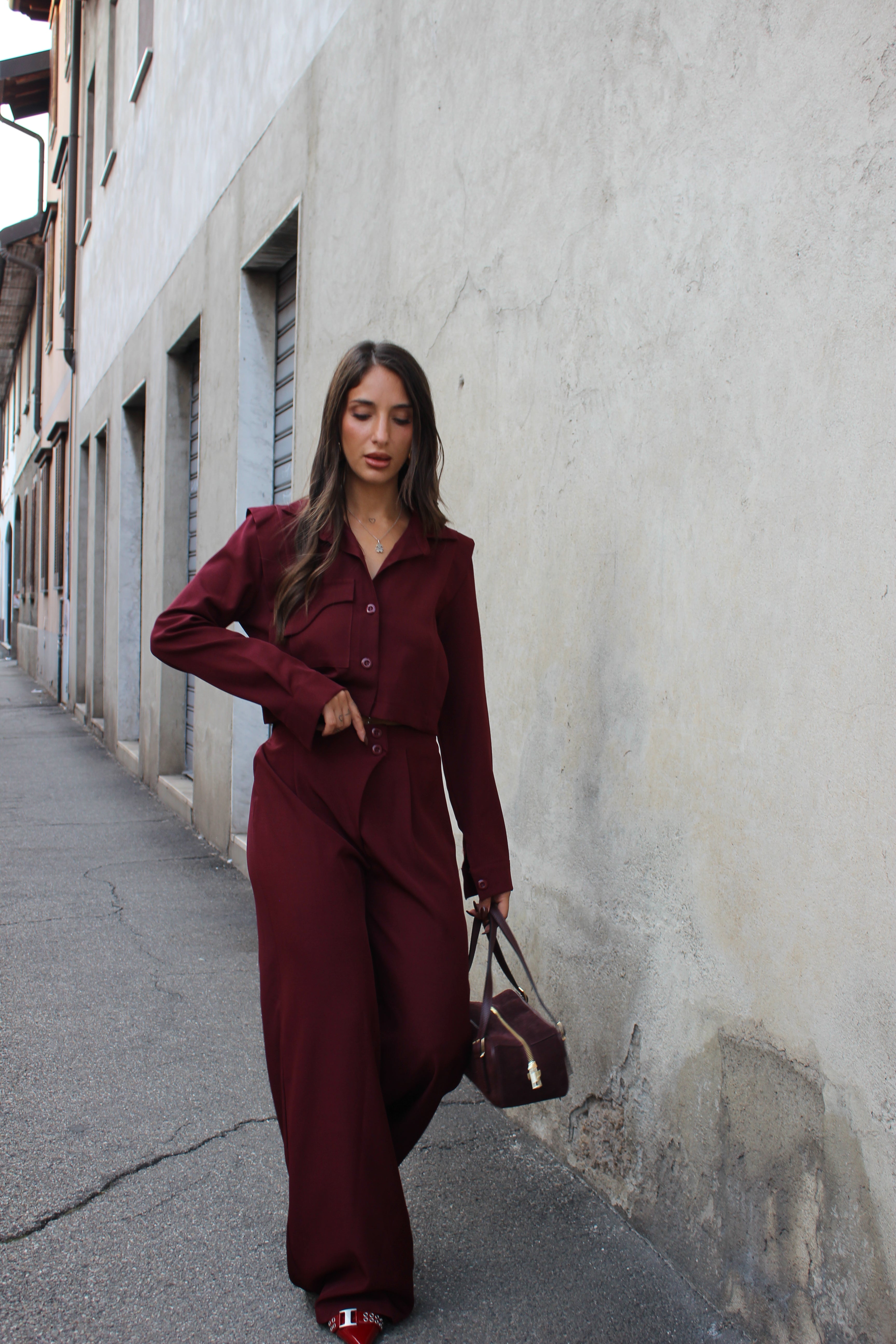Coordinato Crop Bordeaux