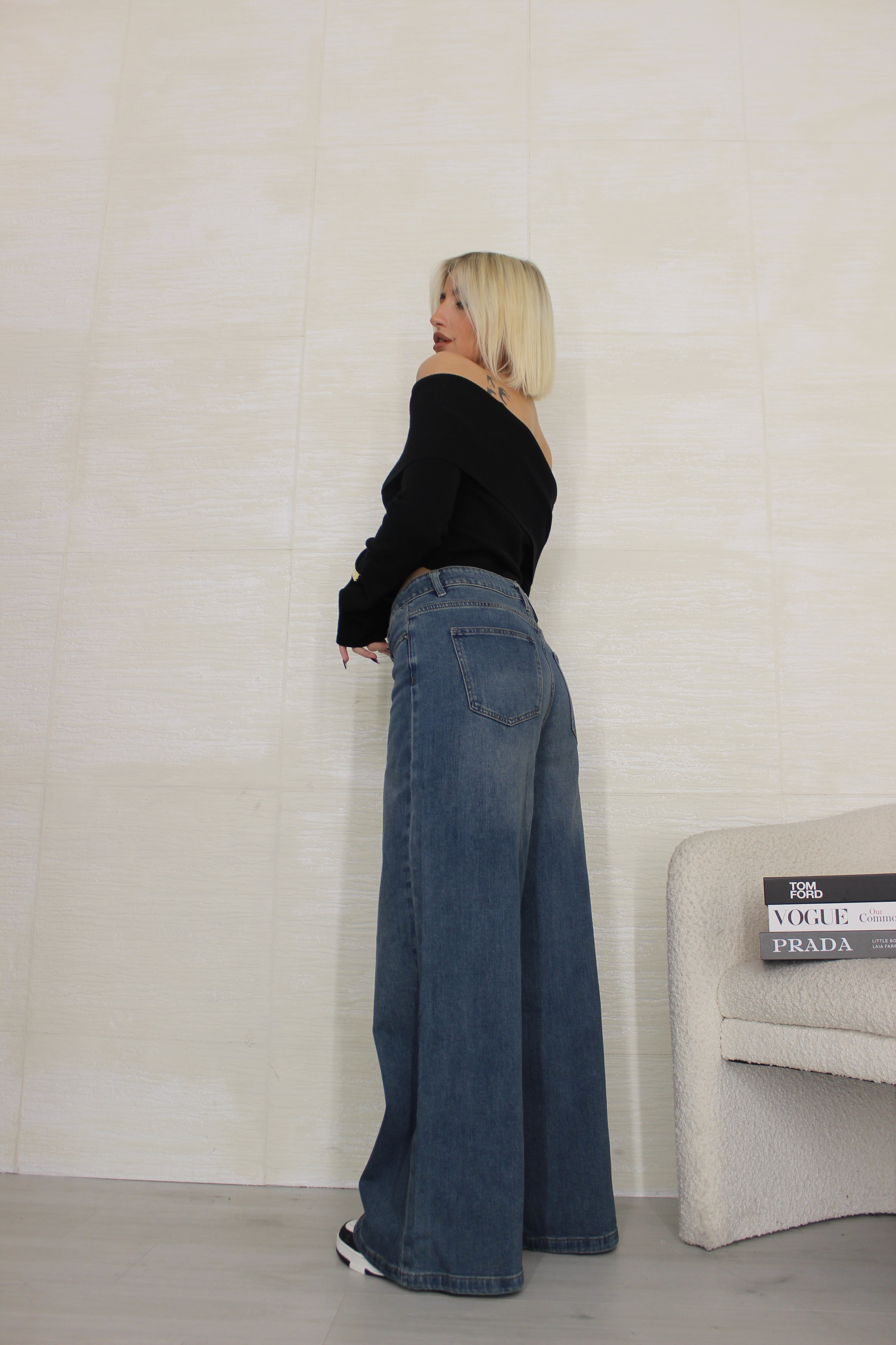 Jeans wide leg basic blue