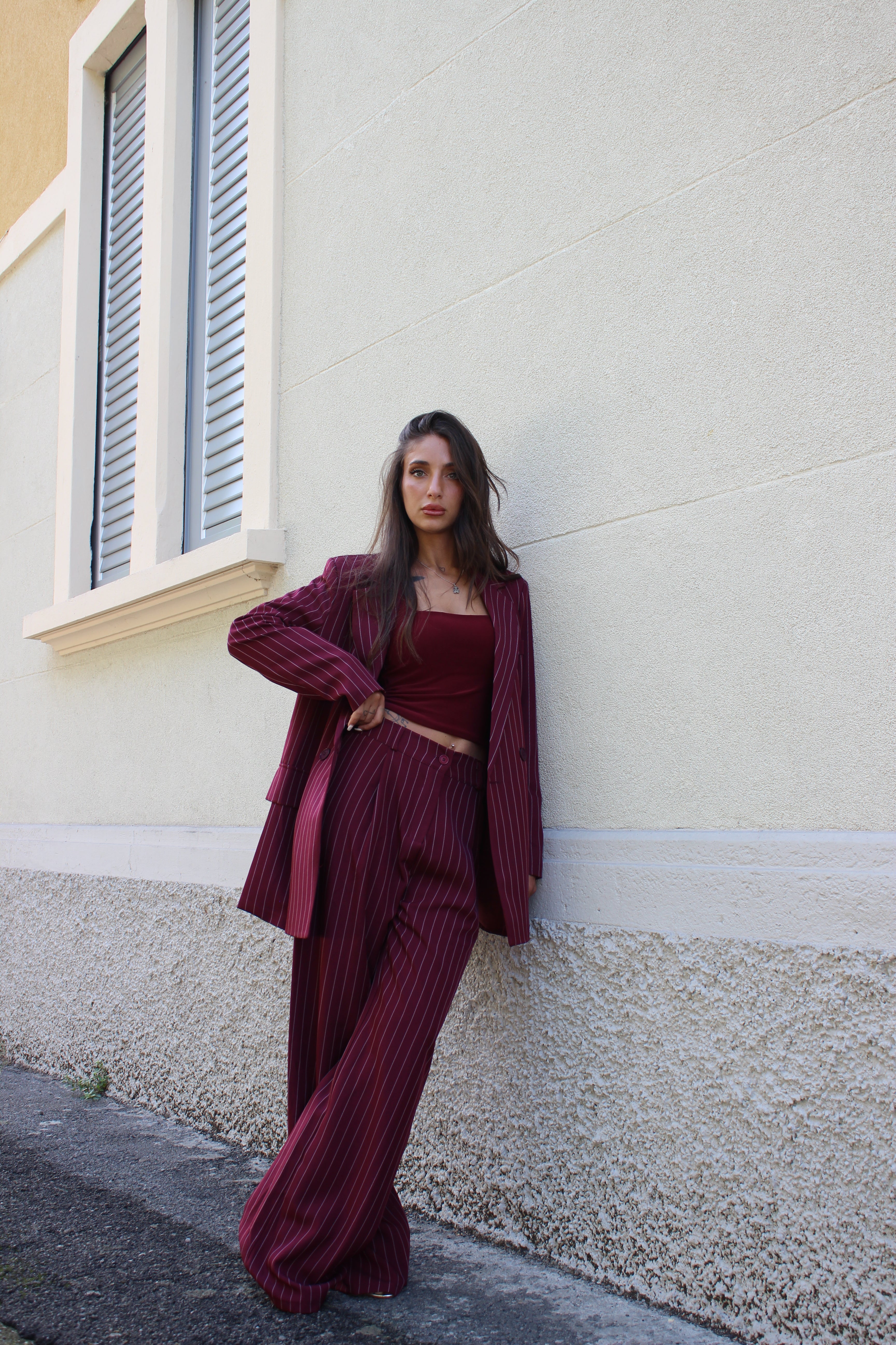 Coordinato Gessato Bordeaux