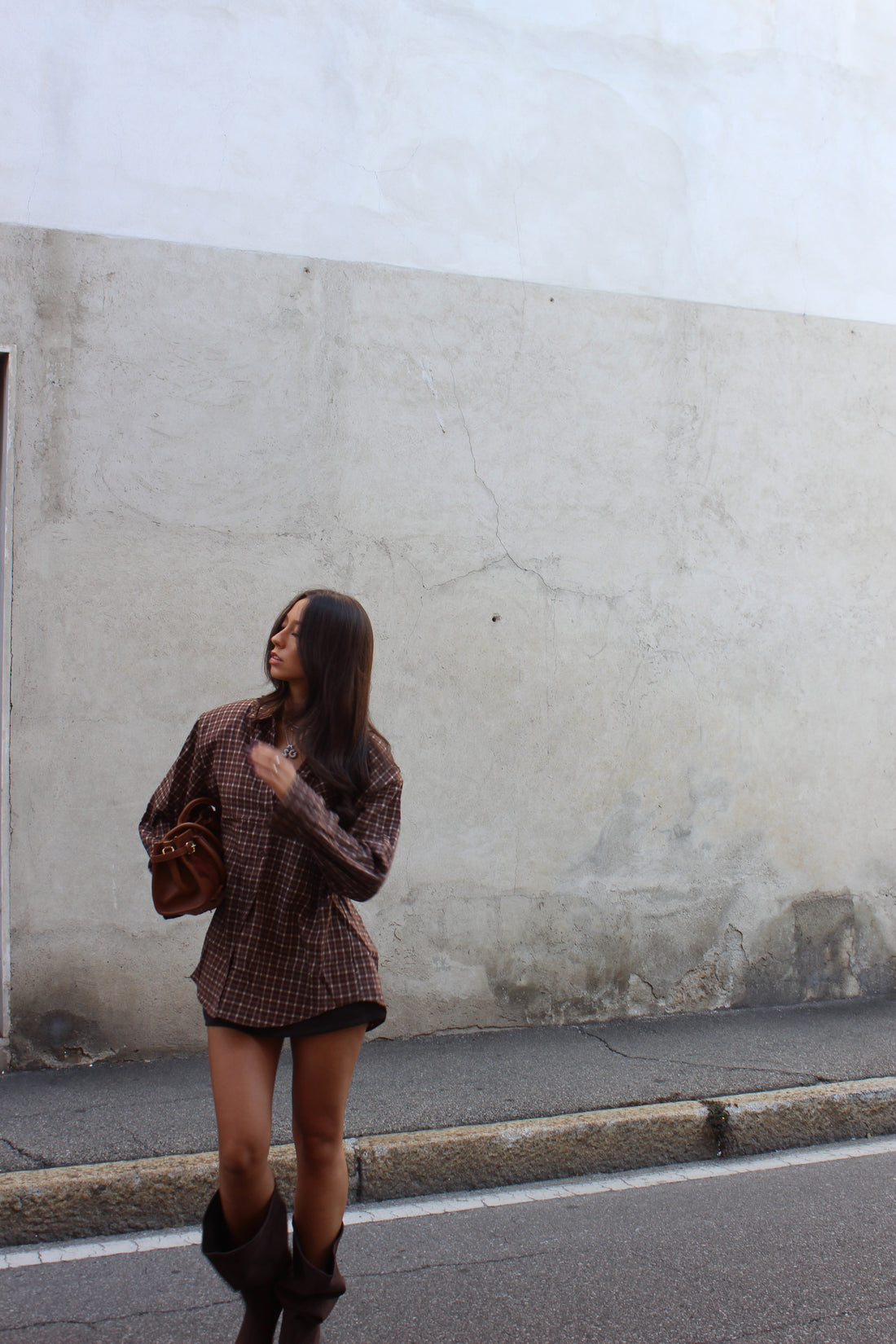 Camicia check cioccolato