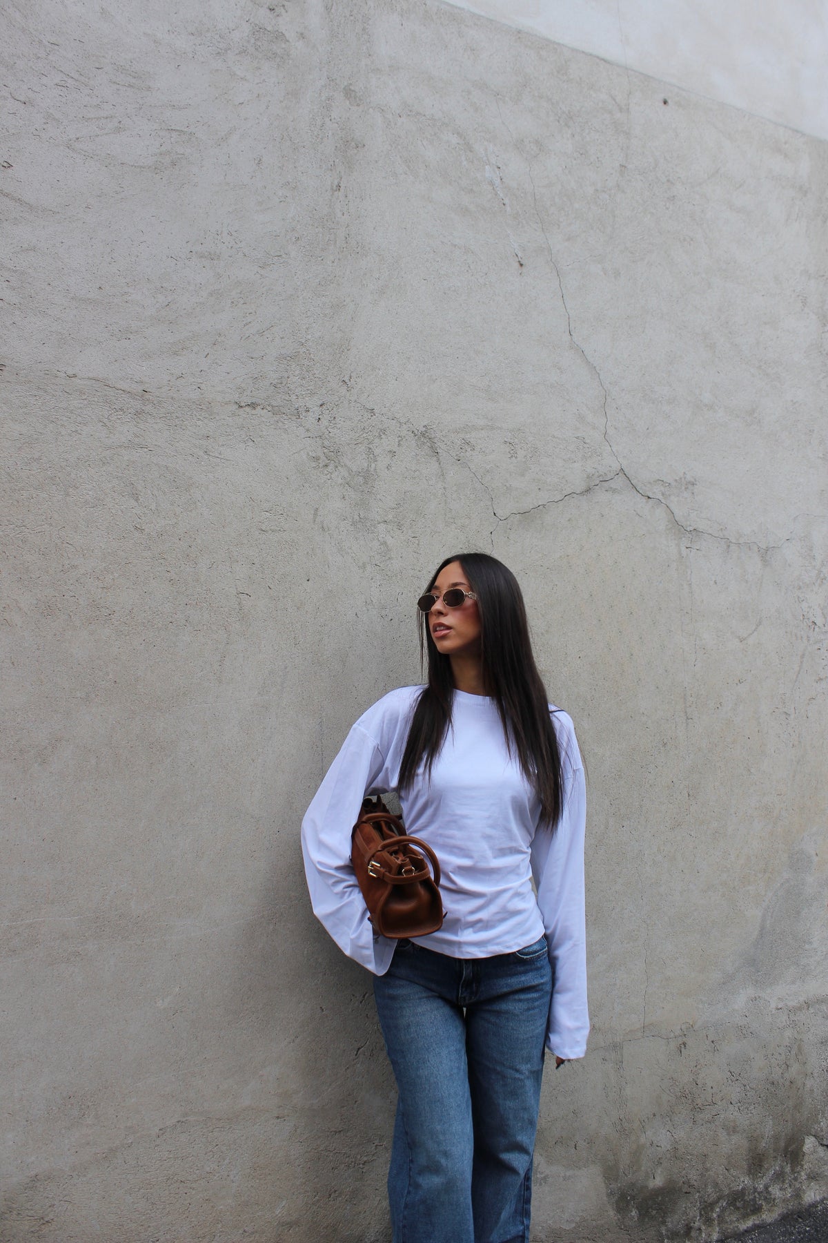 Maglia midi longesleeve bianca