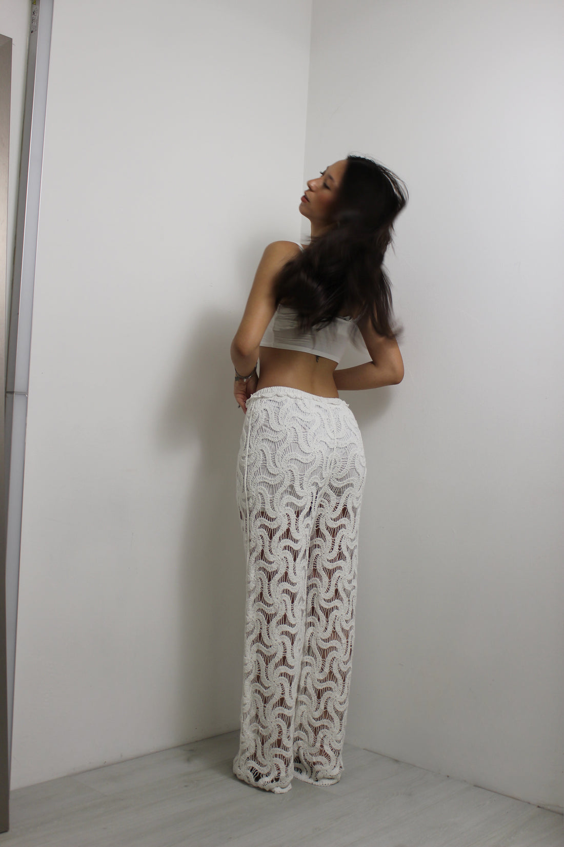 Pantalone Crochet bianco