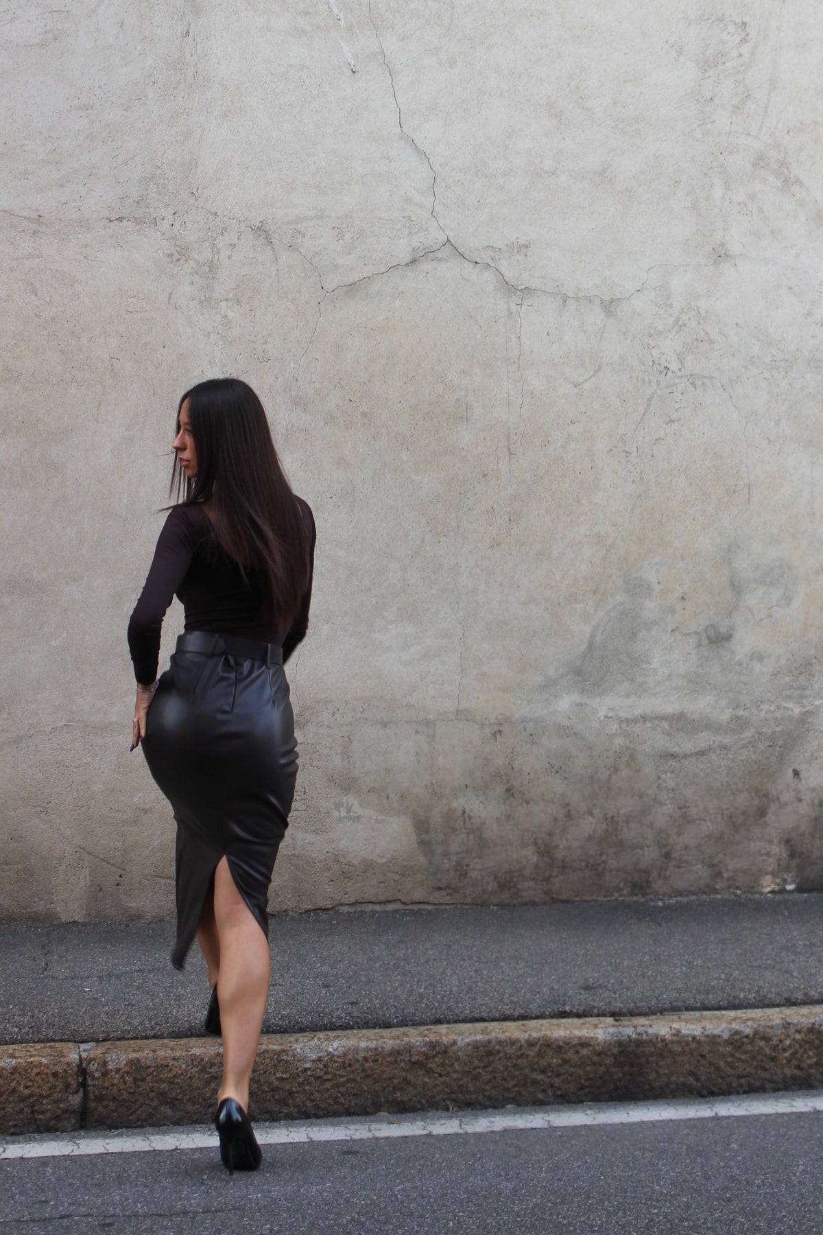 Gonna midi ecopelle cioccolato