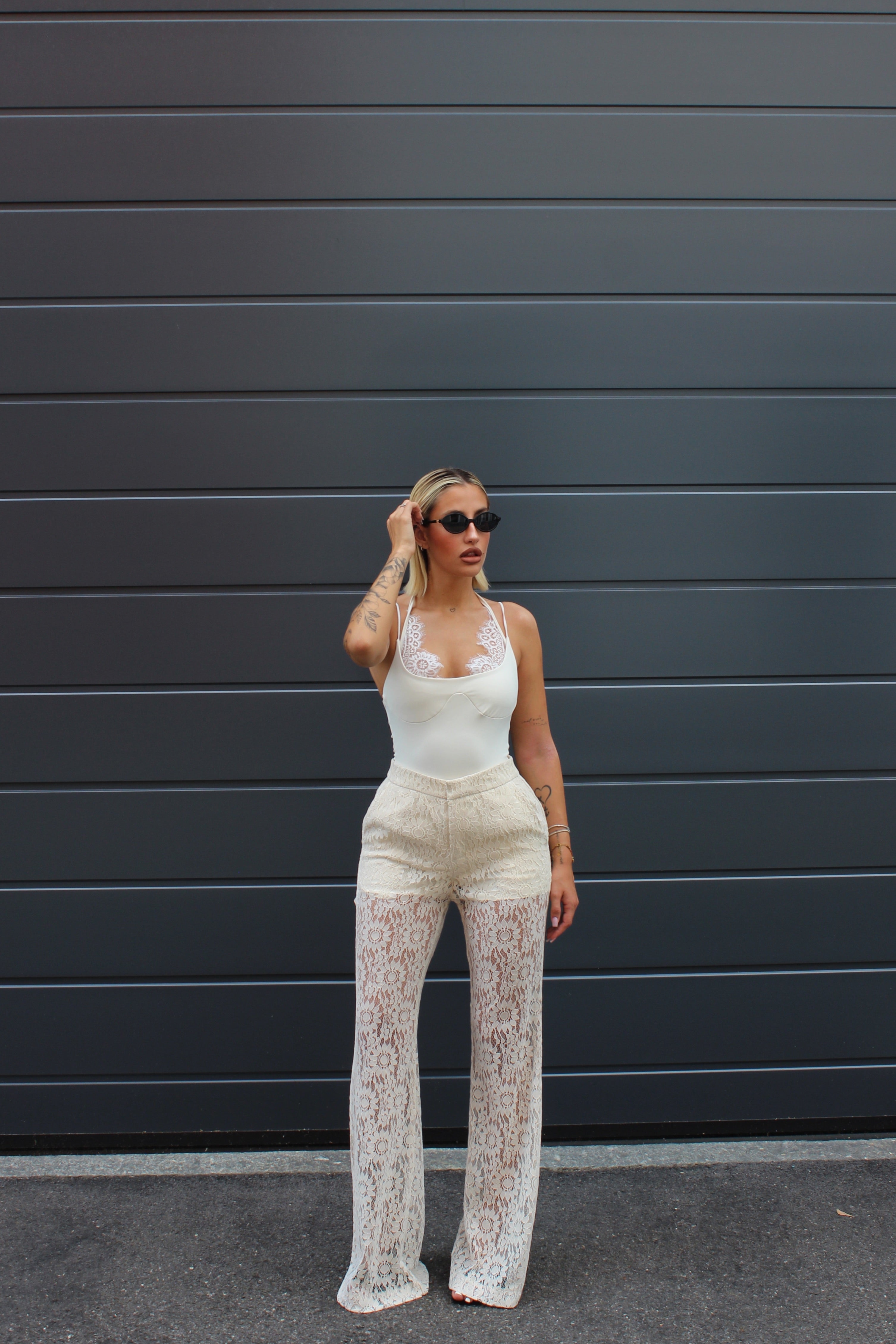 Pantalone in pizzo Lumina avorio