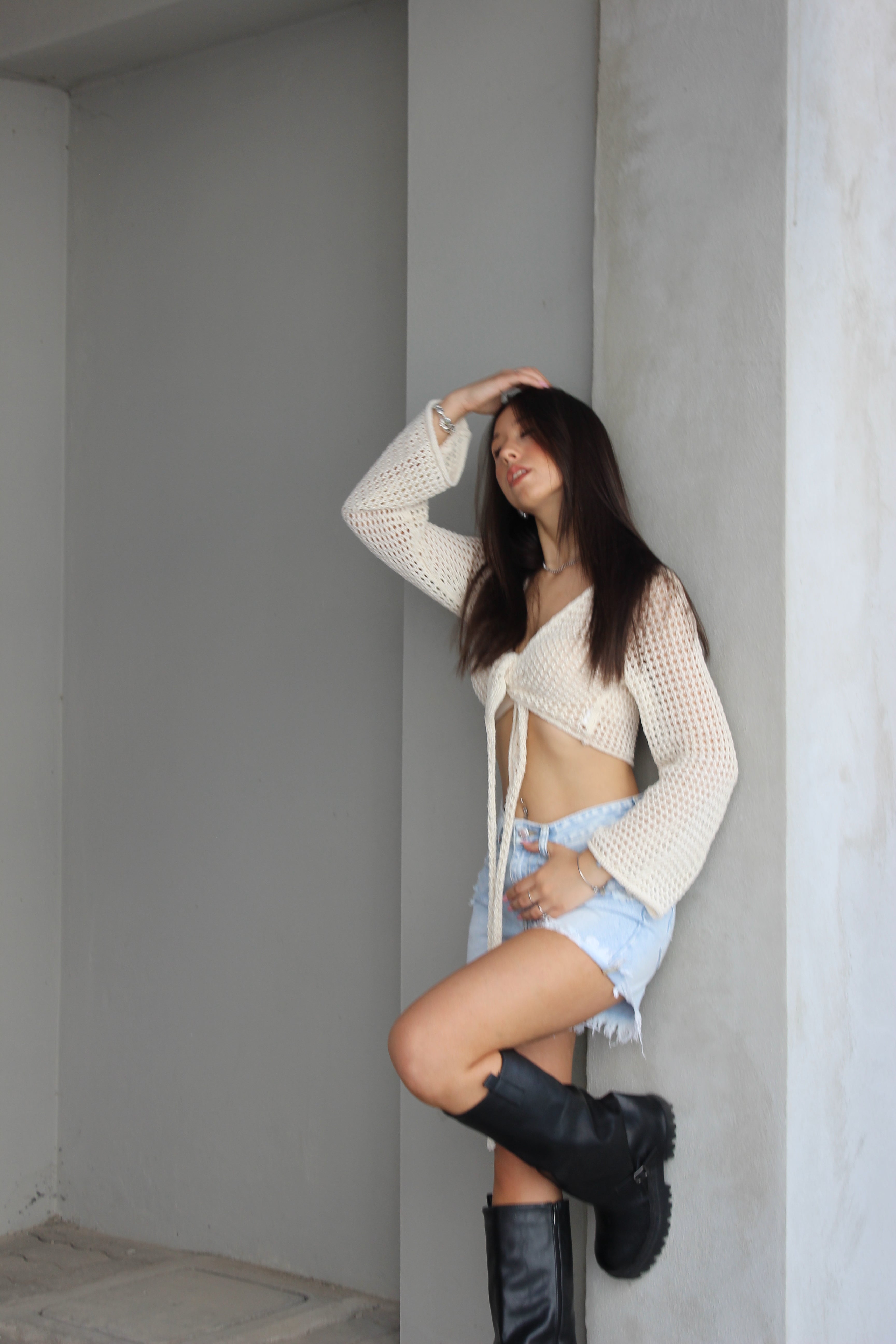 Maglia Crochet Panna