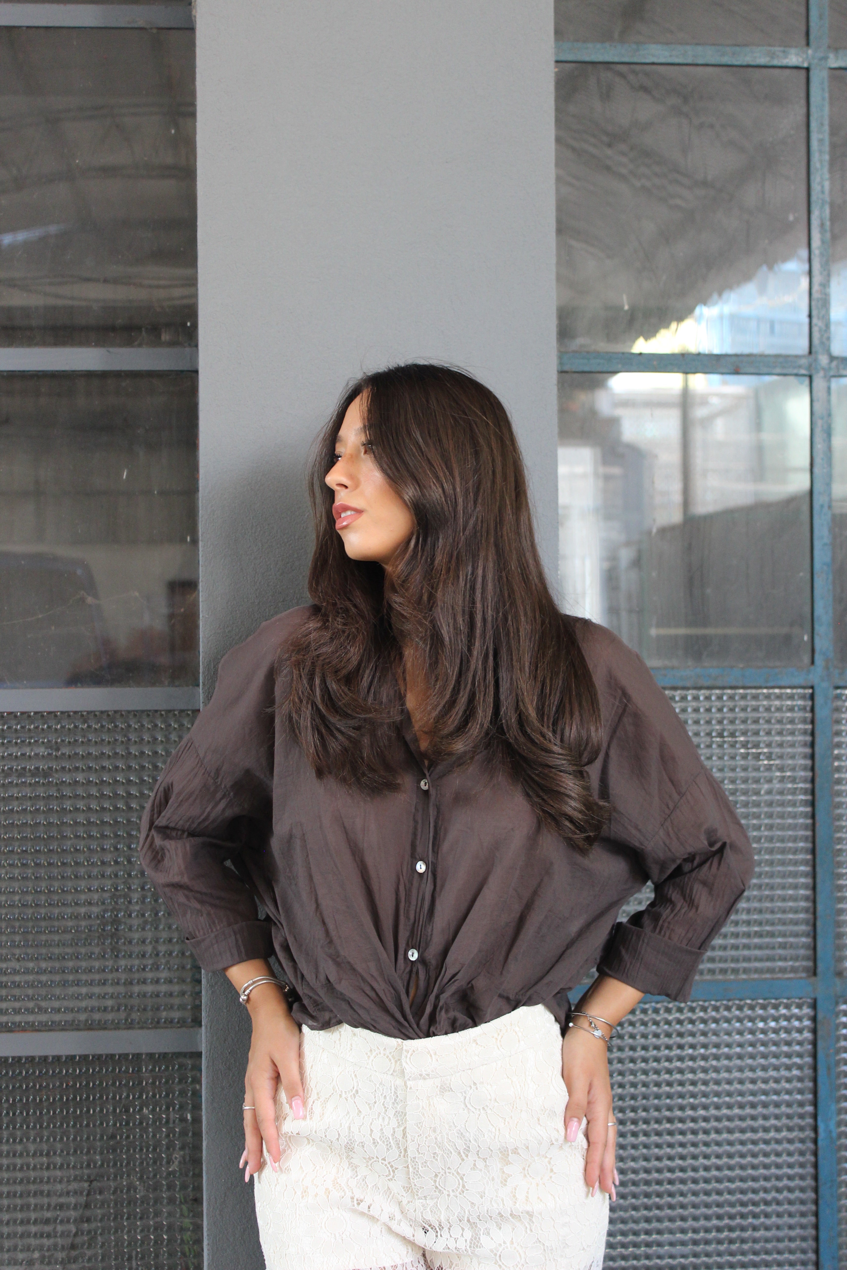 Camicia 100% cotone cioccolato