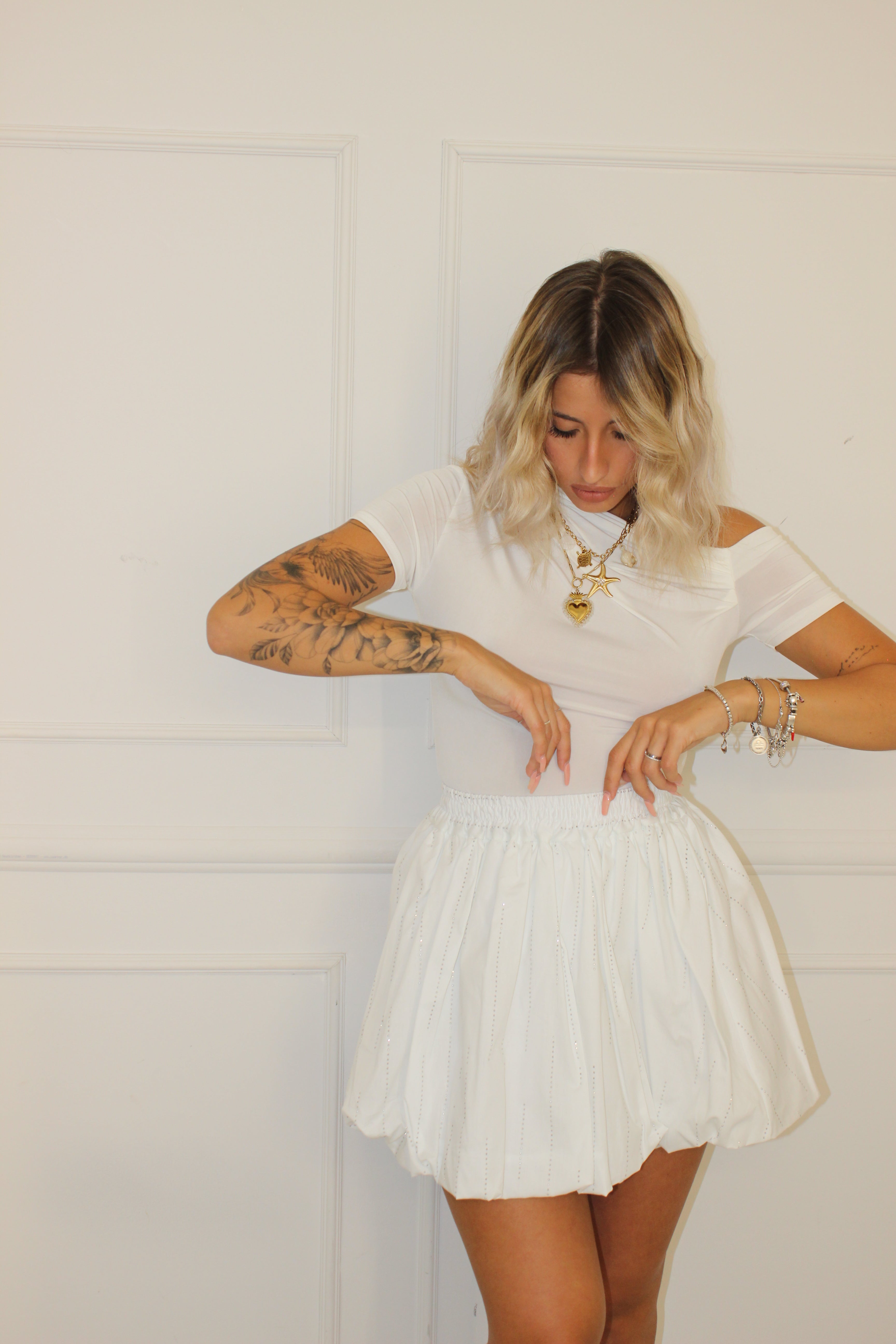 Gonna Balloon Strass Bianco