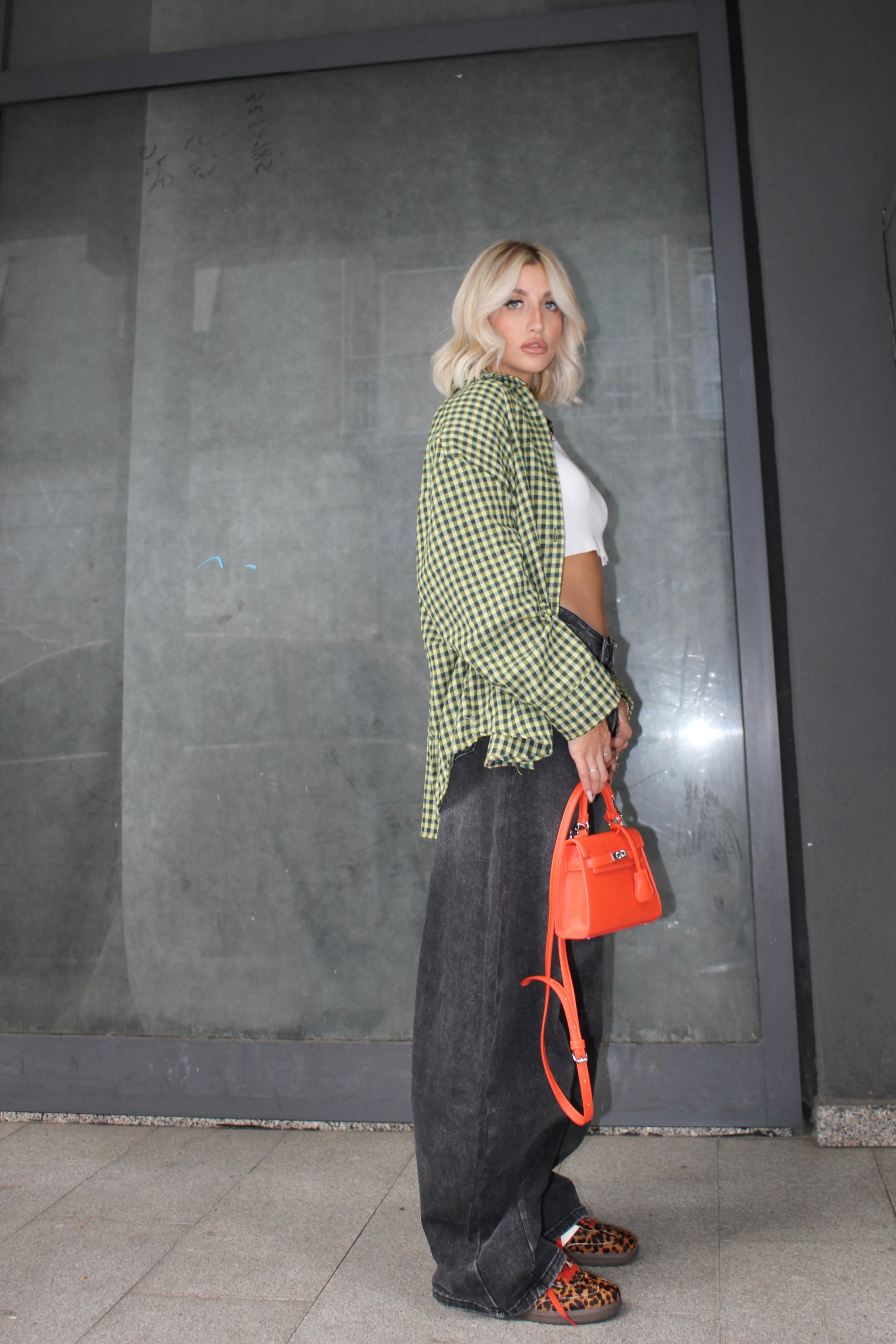 Camicia Check con spallina Verde