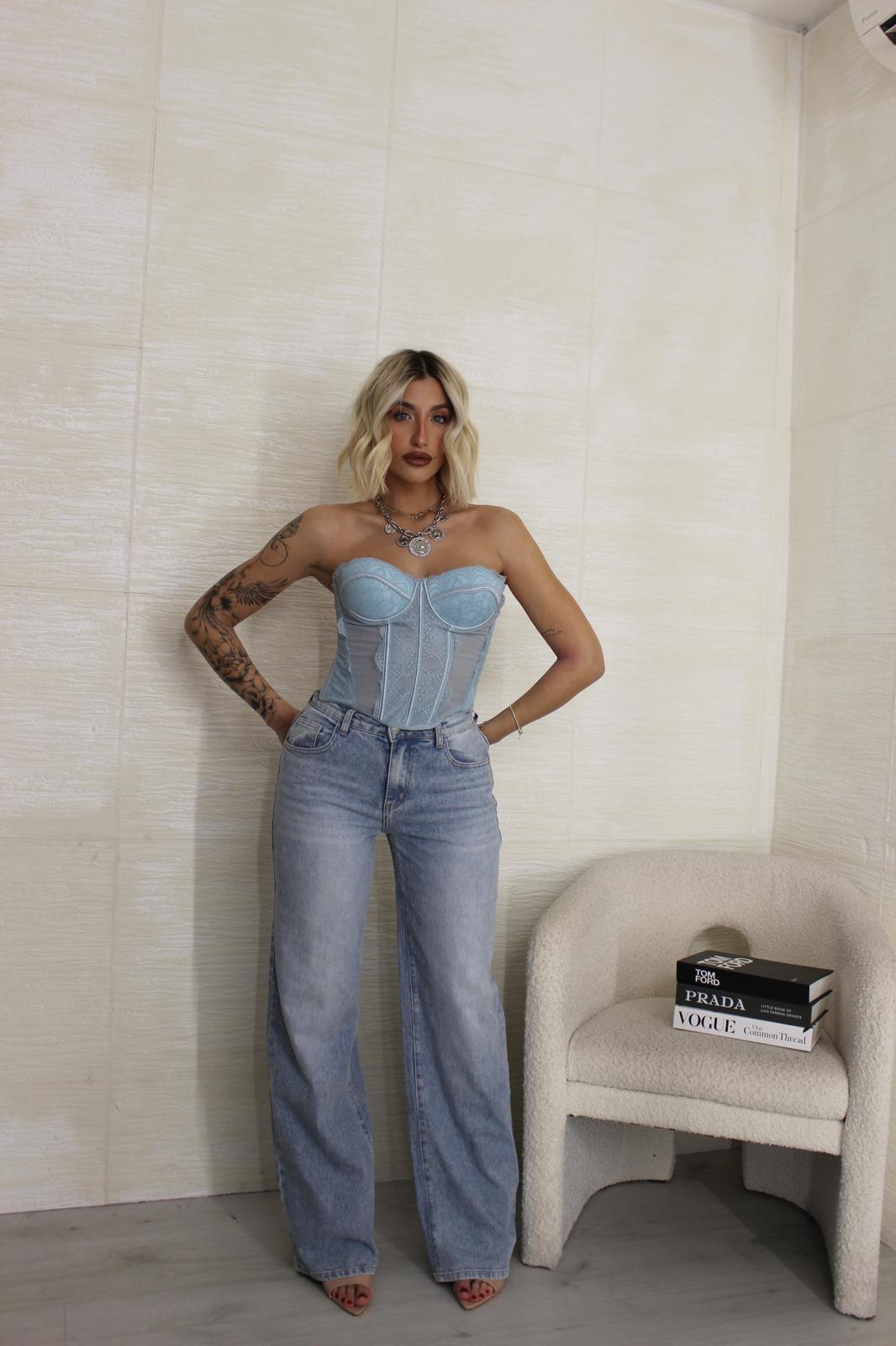 Corset in pizzo azzurro