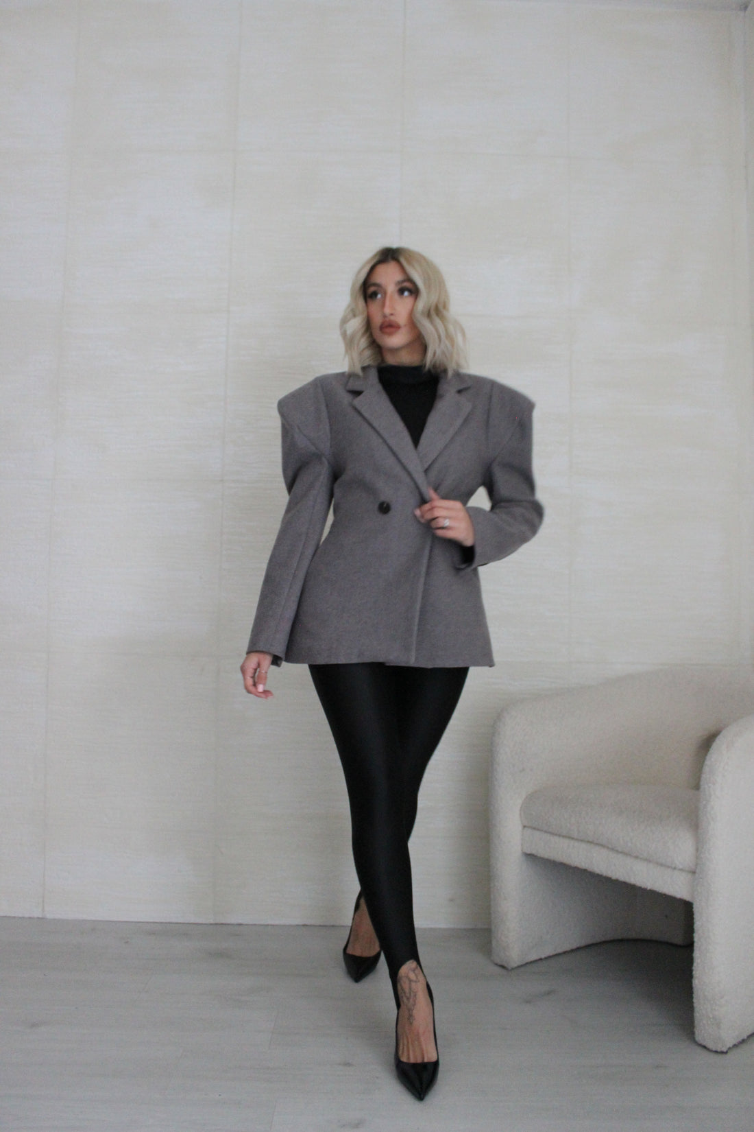 Blazer in panno strutturato grey