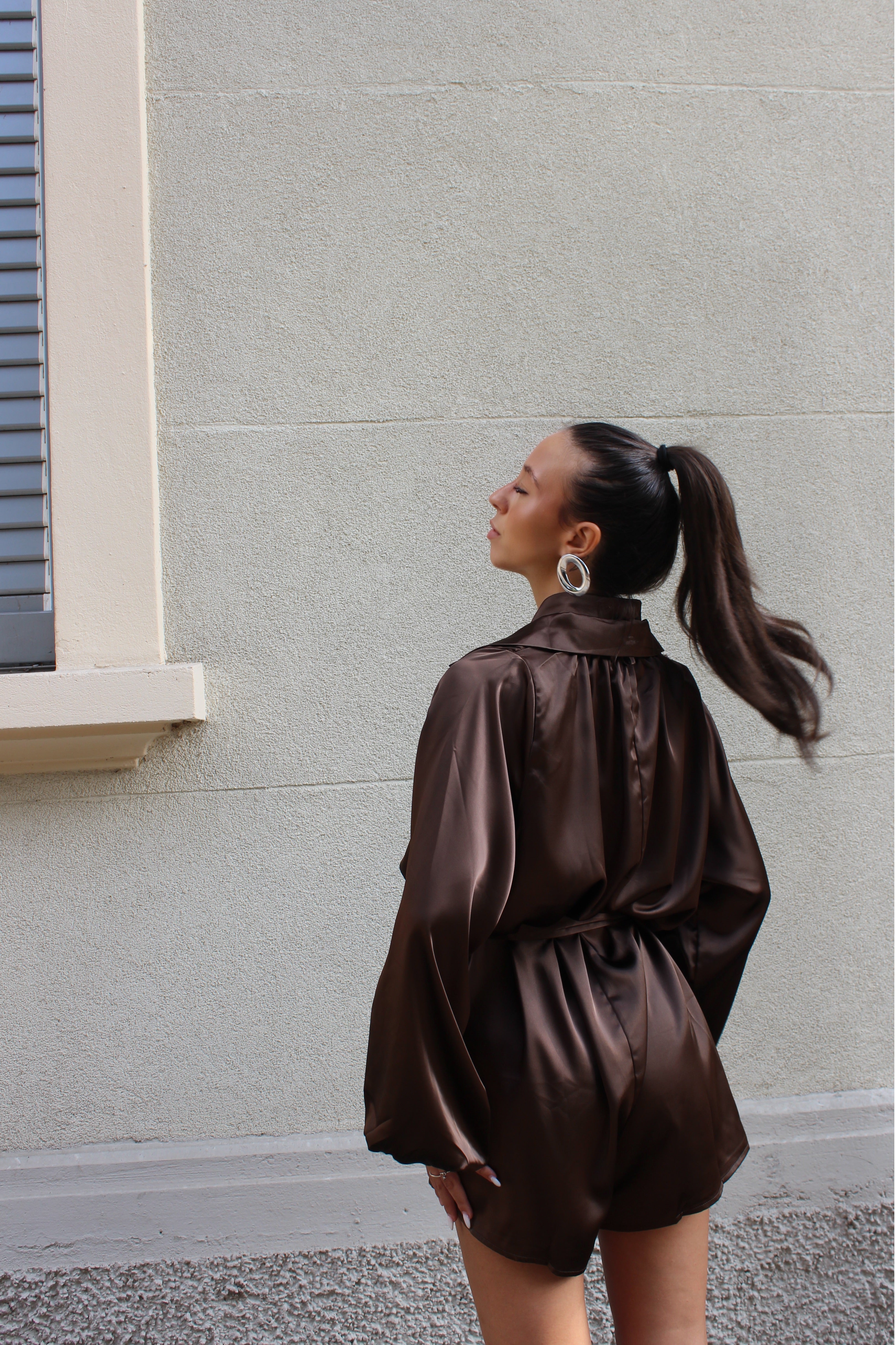 Playsuit Raso cioccolato