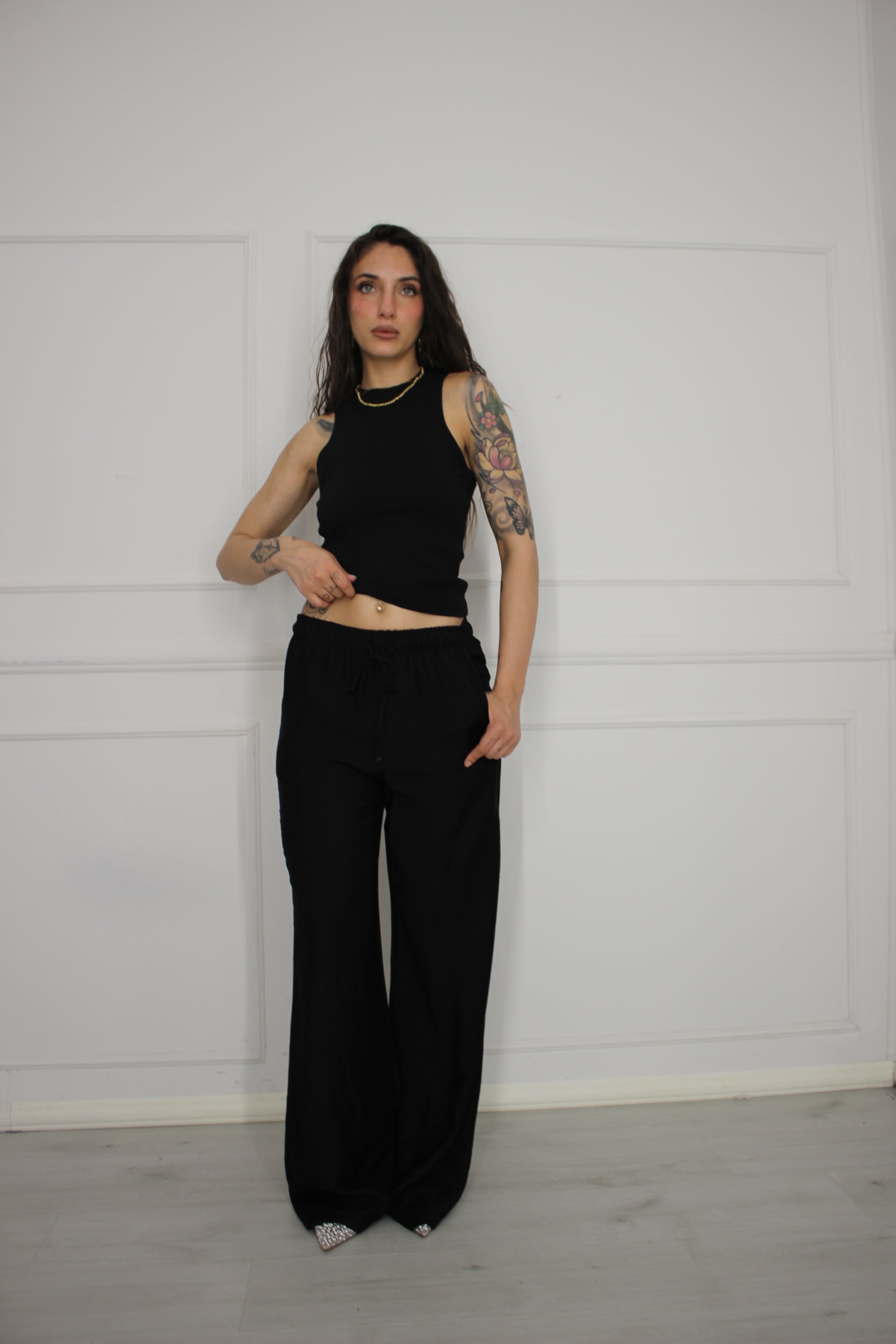 Pantaloni viscosa neri