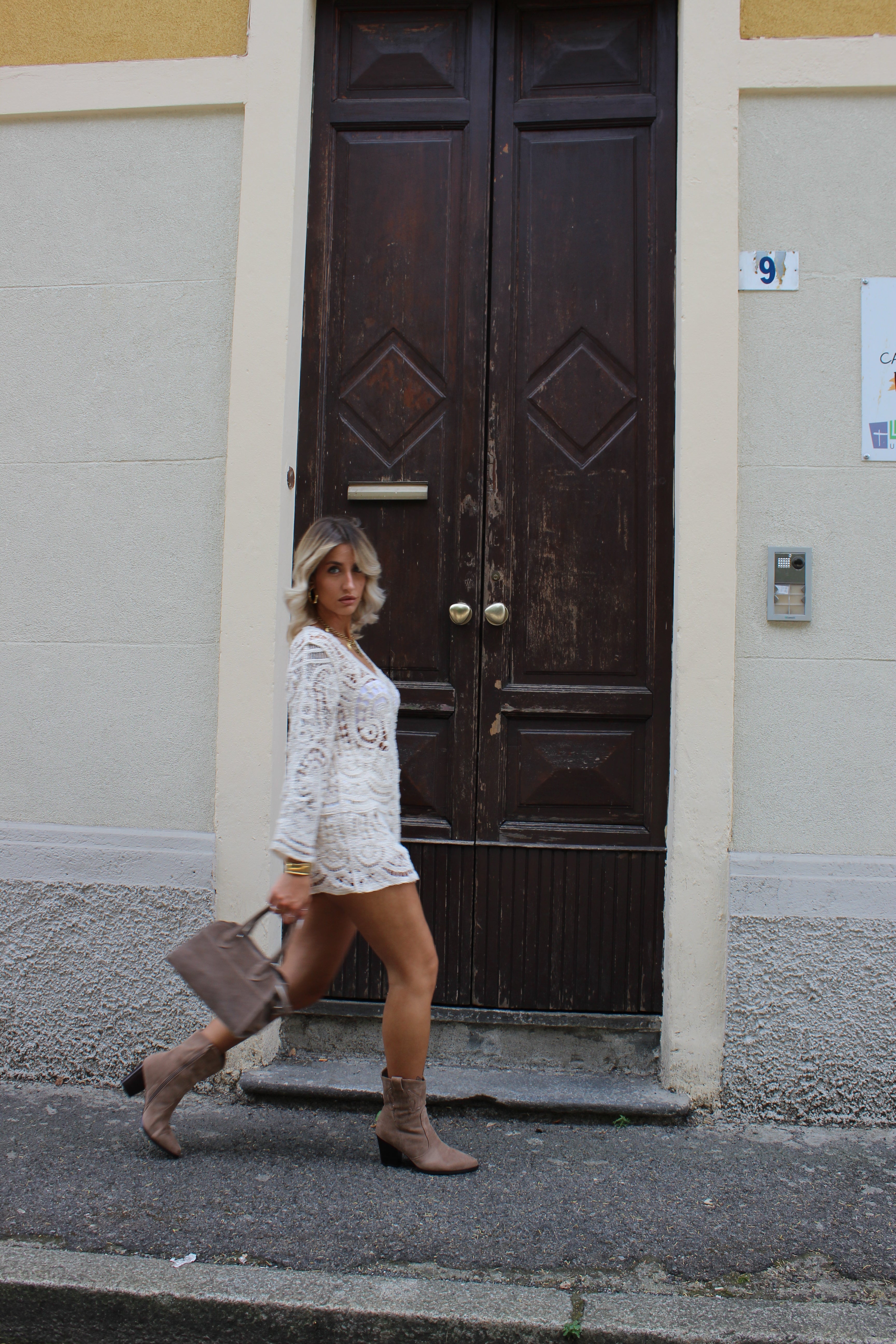 Abito Crochet Beige