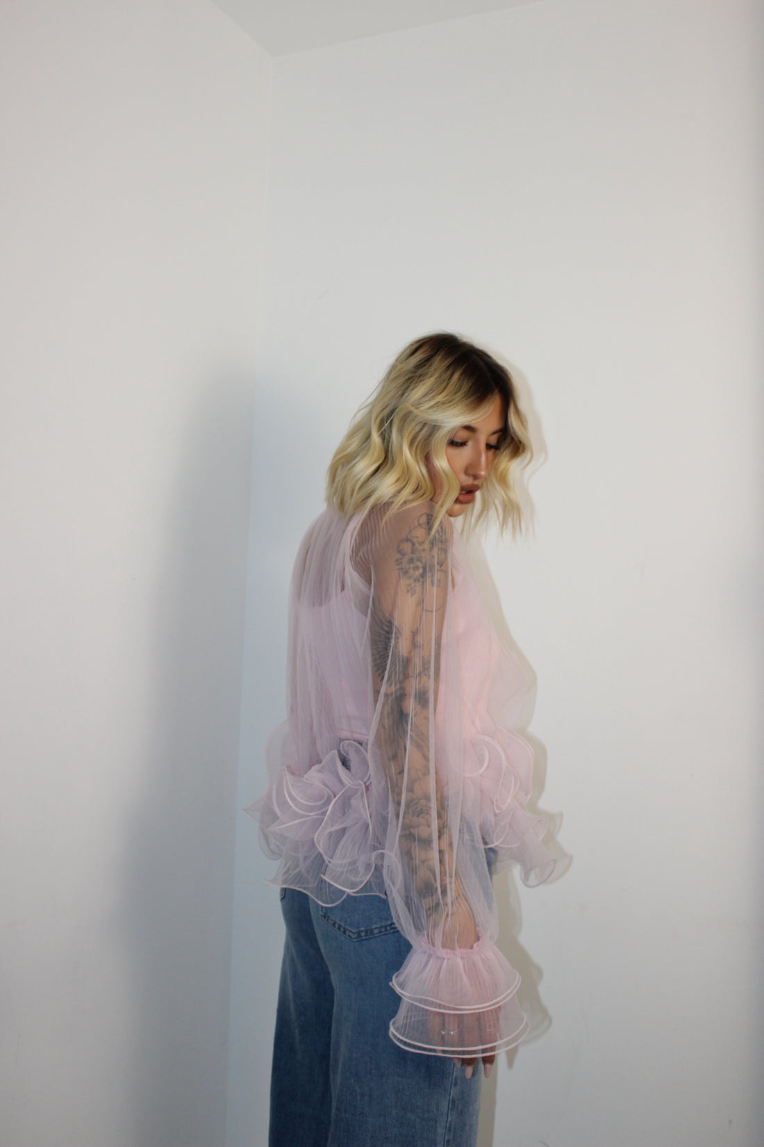 Blusa con volant Rosa