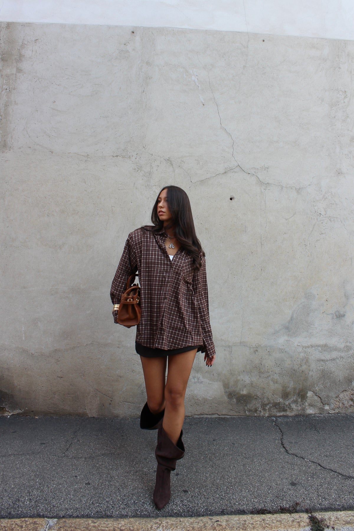 Camicia check cioccolato