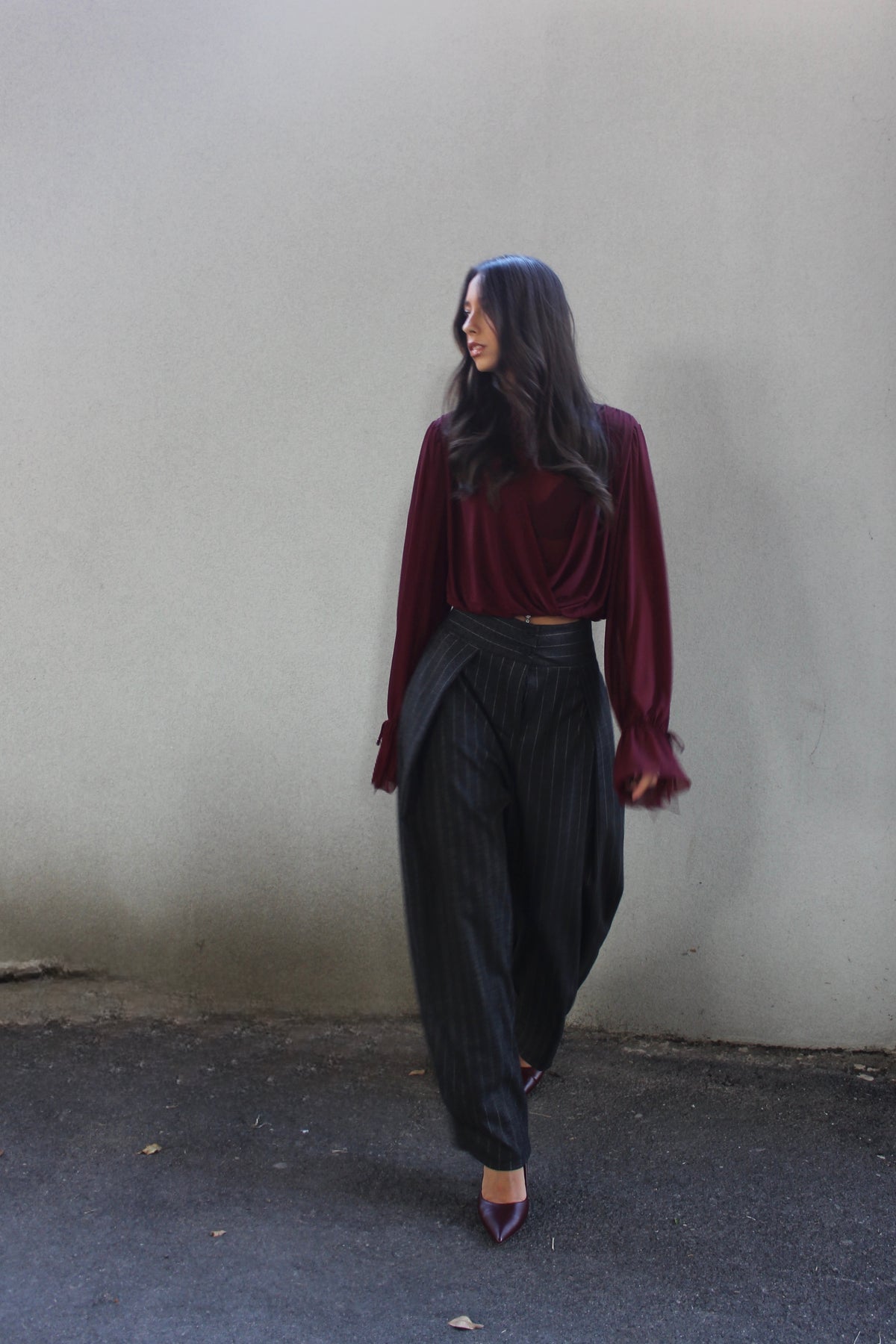 Pantalone tailored barrel grigio