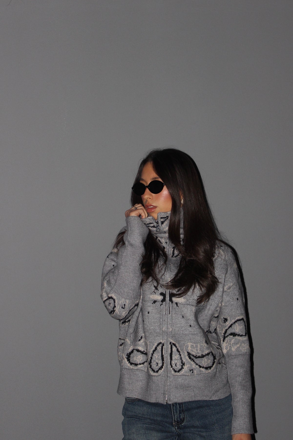 Cardigan Paisley grigio