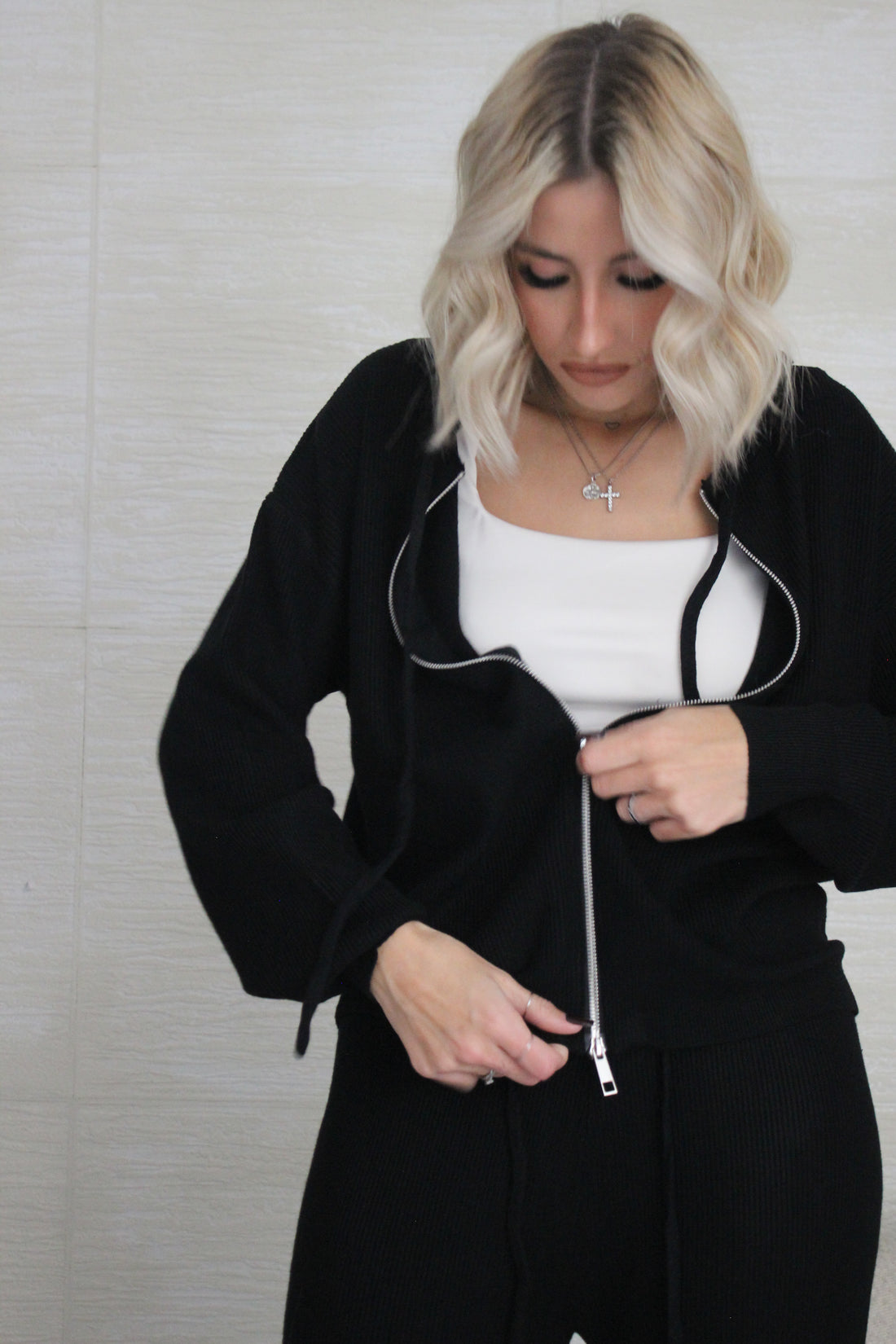 Coordinato con cerniera Nero