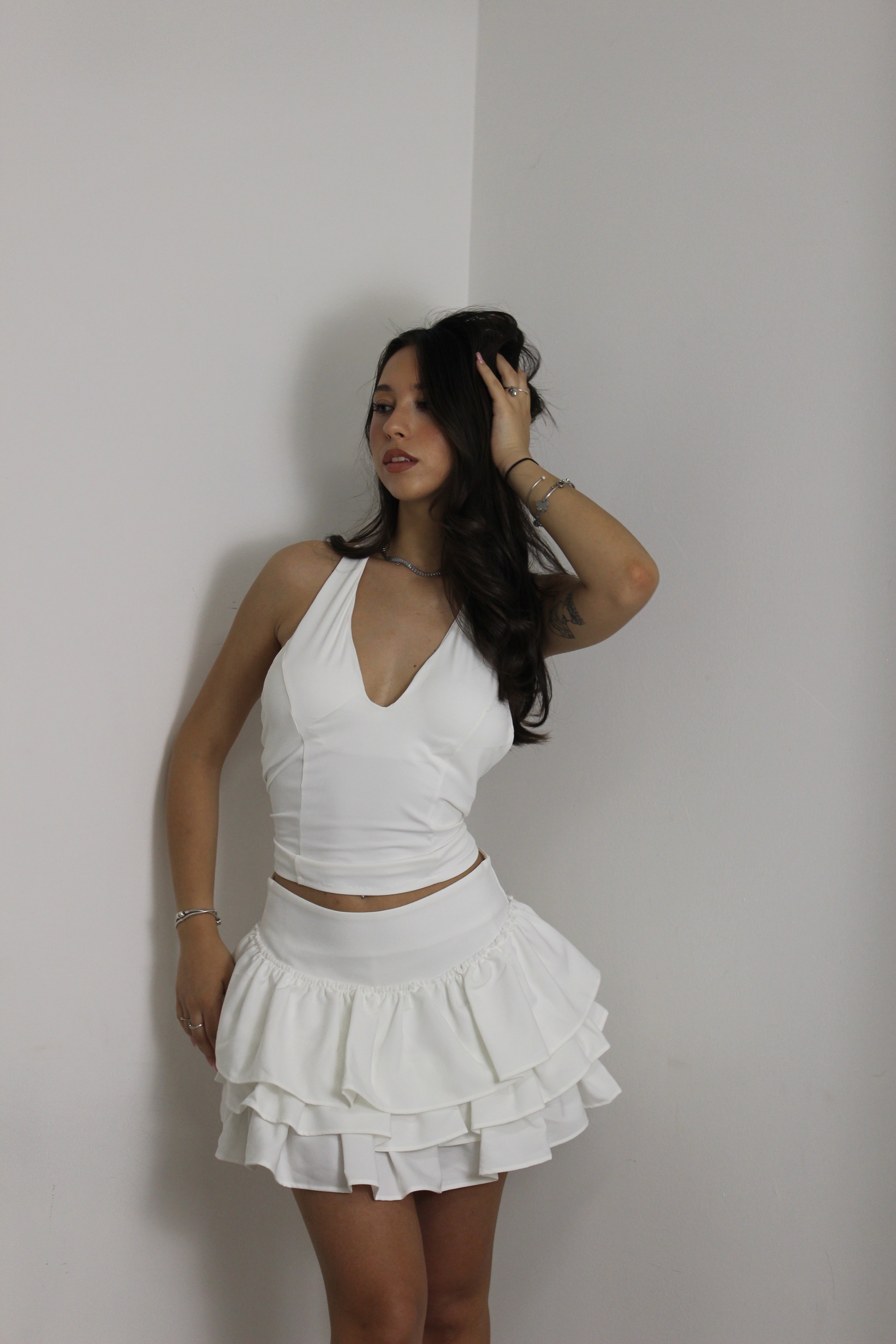 Minigonna Balze Bianco