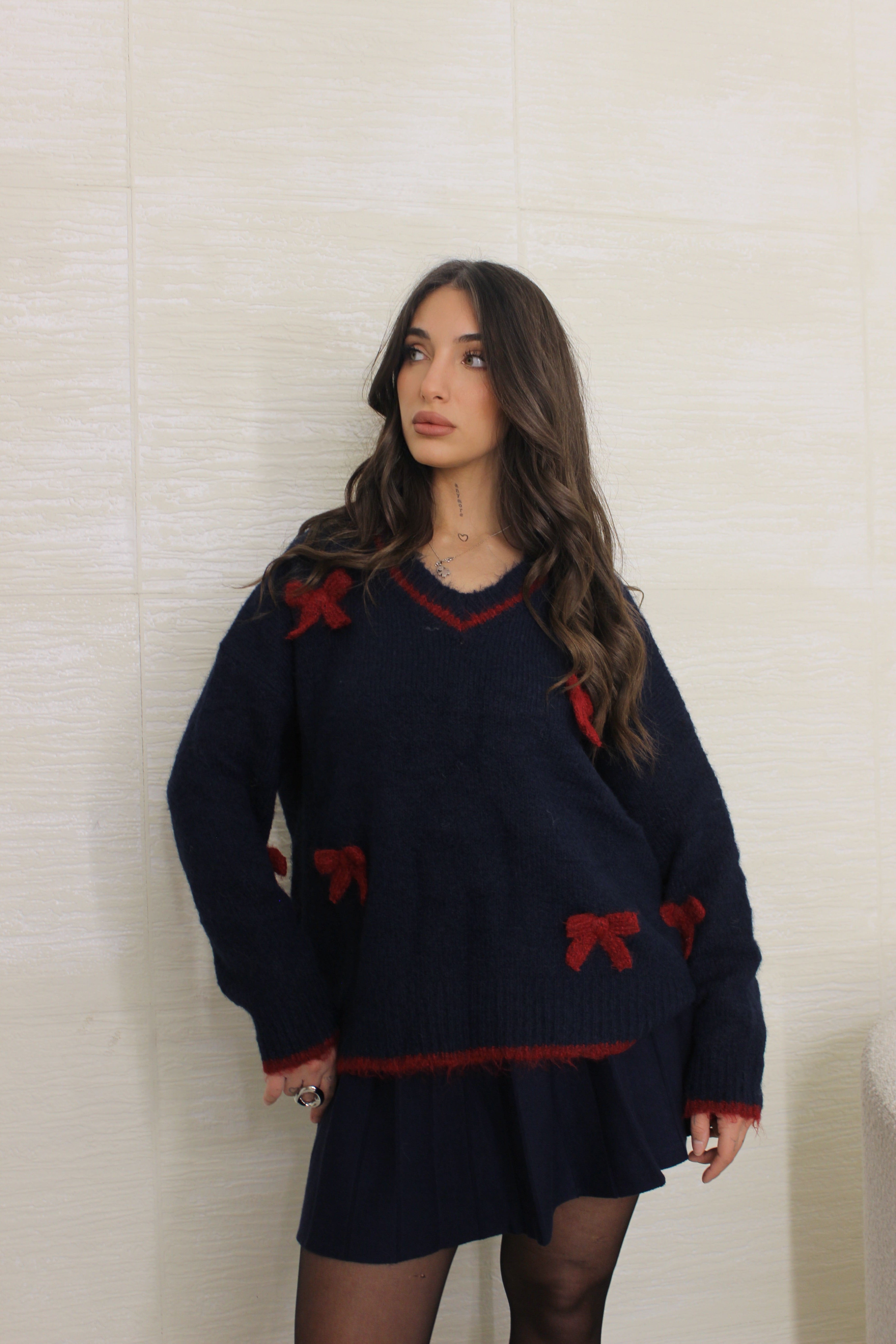 Pull con fiocchi Blu
