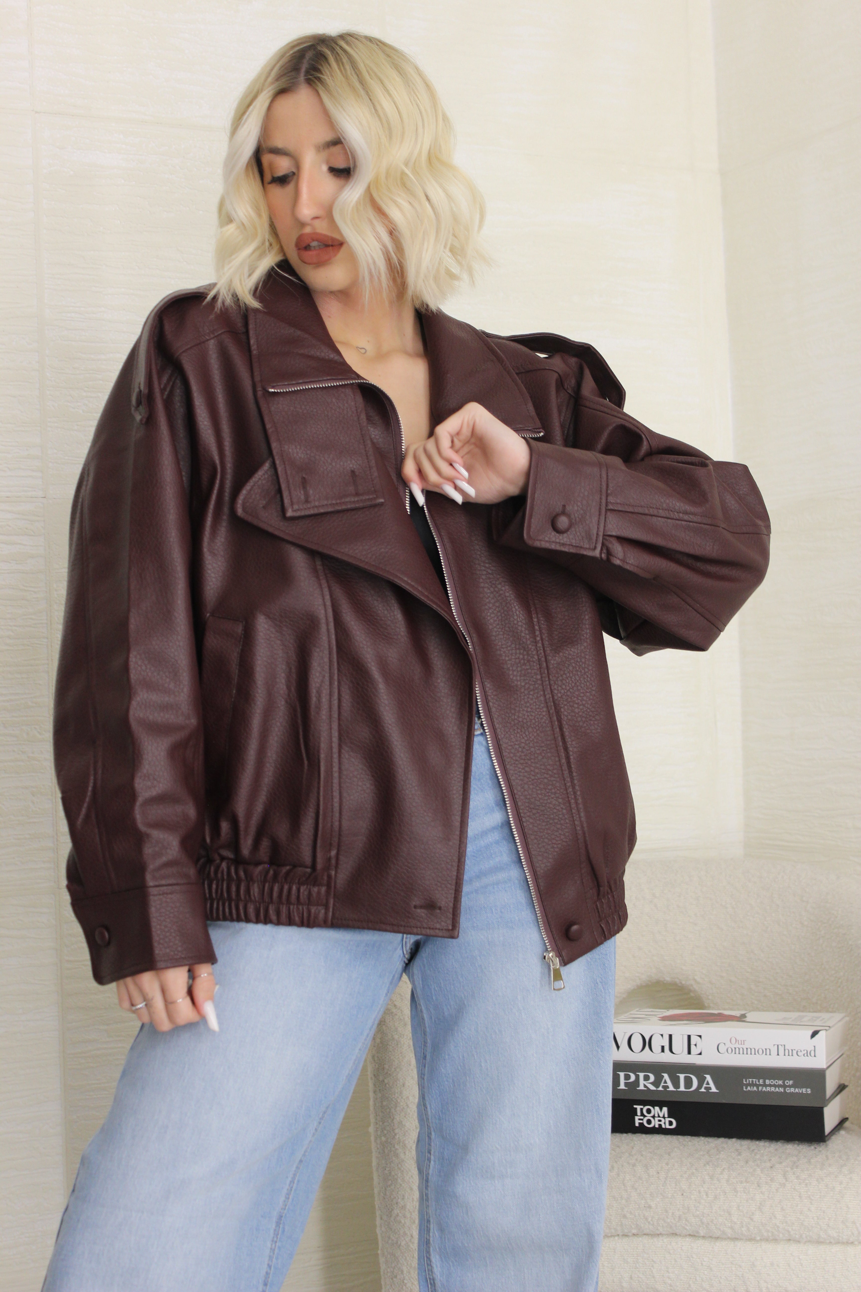 Bomber Ecopelle bordeaux