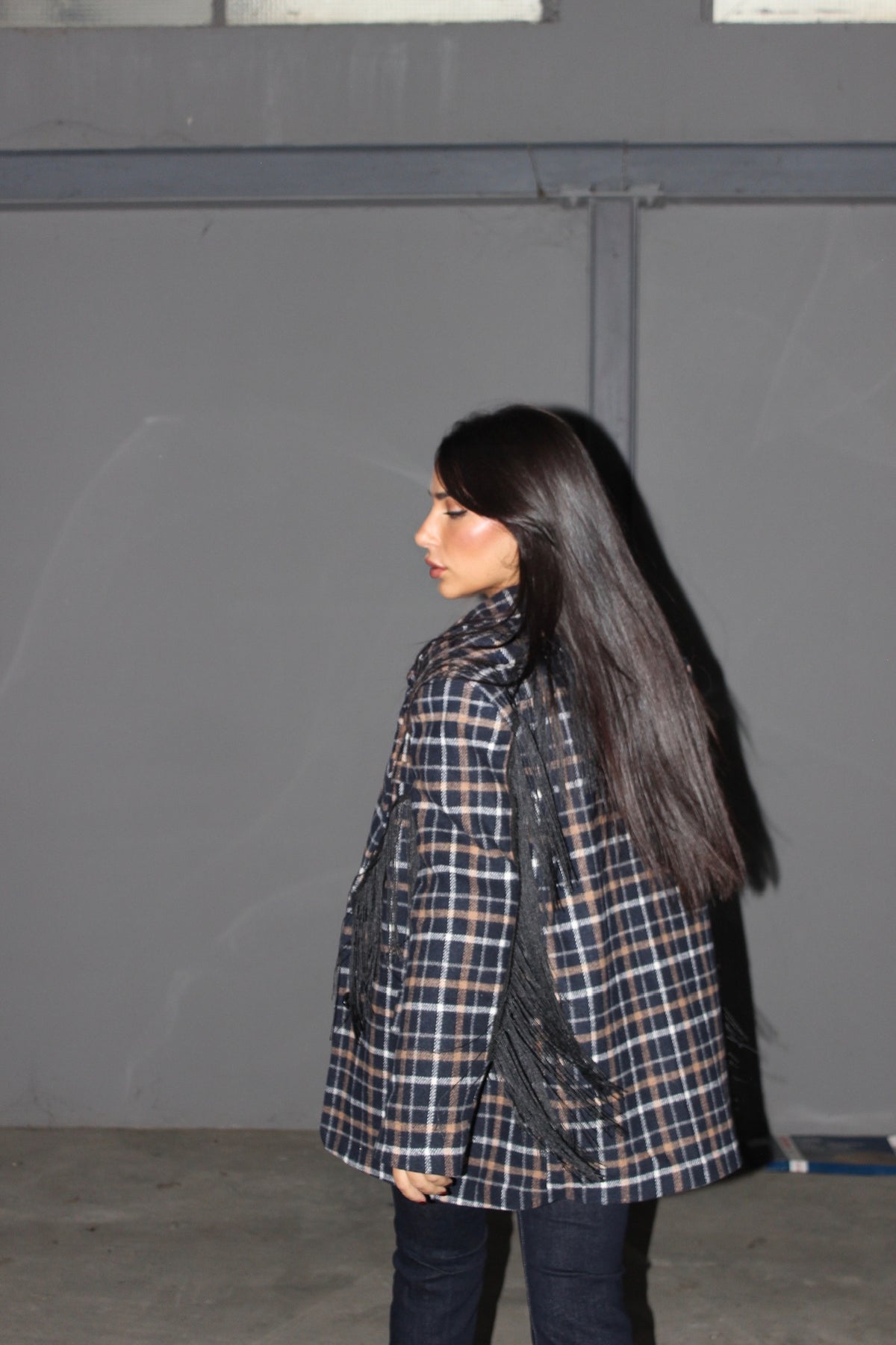 Blazer tartan fringes