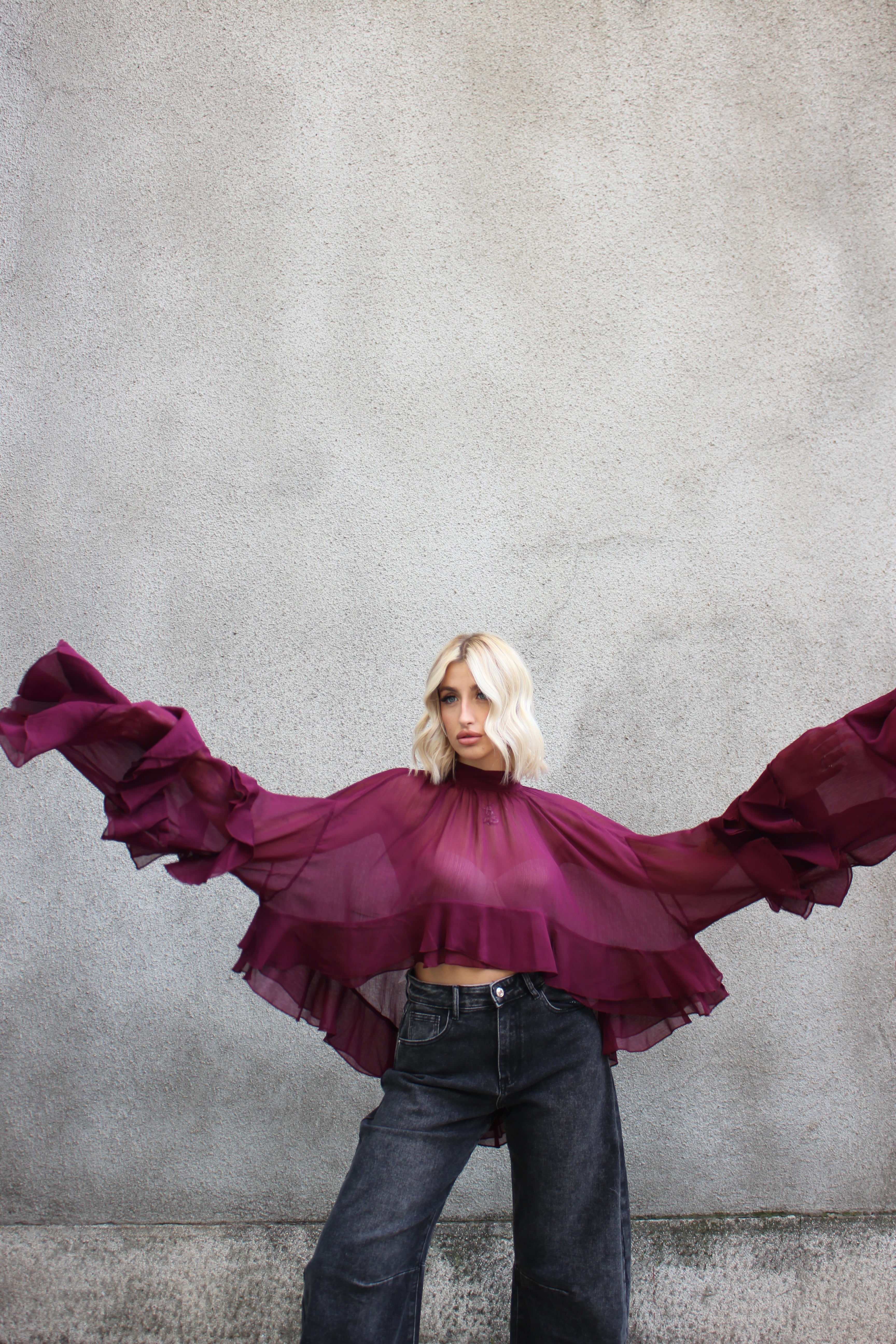 Blusa Voilè Bordeaux