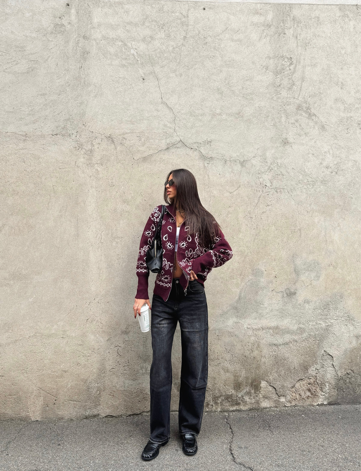 Cardigan Paisley burgundy
