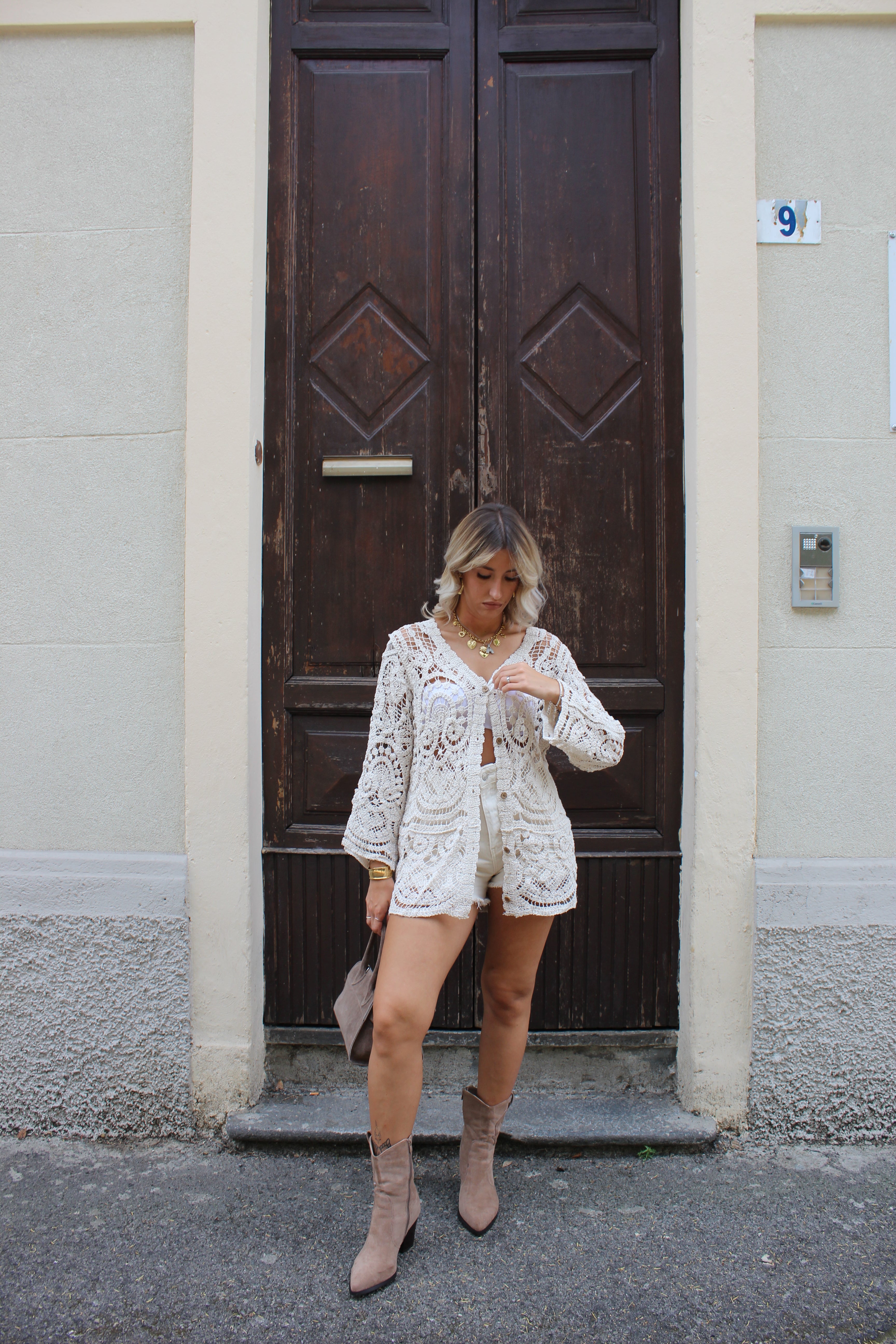 Abito Crochet Beige