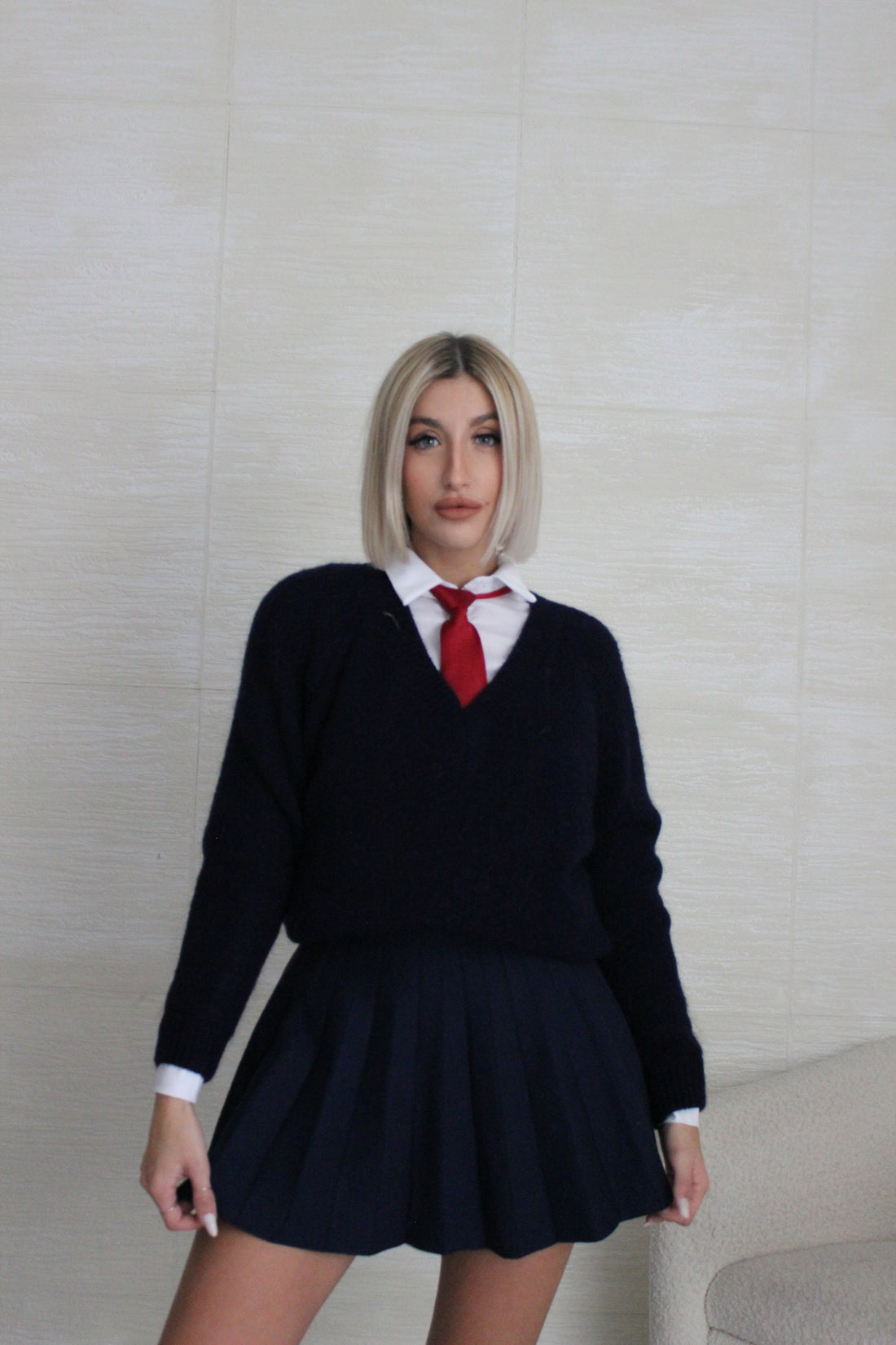 Pull Mohair scollo a V Grigio