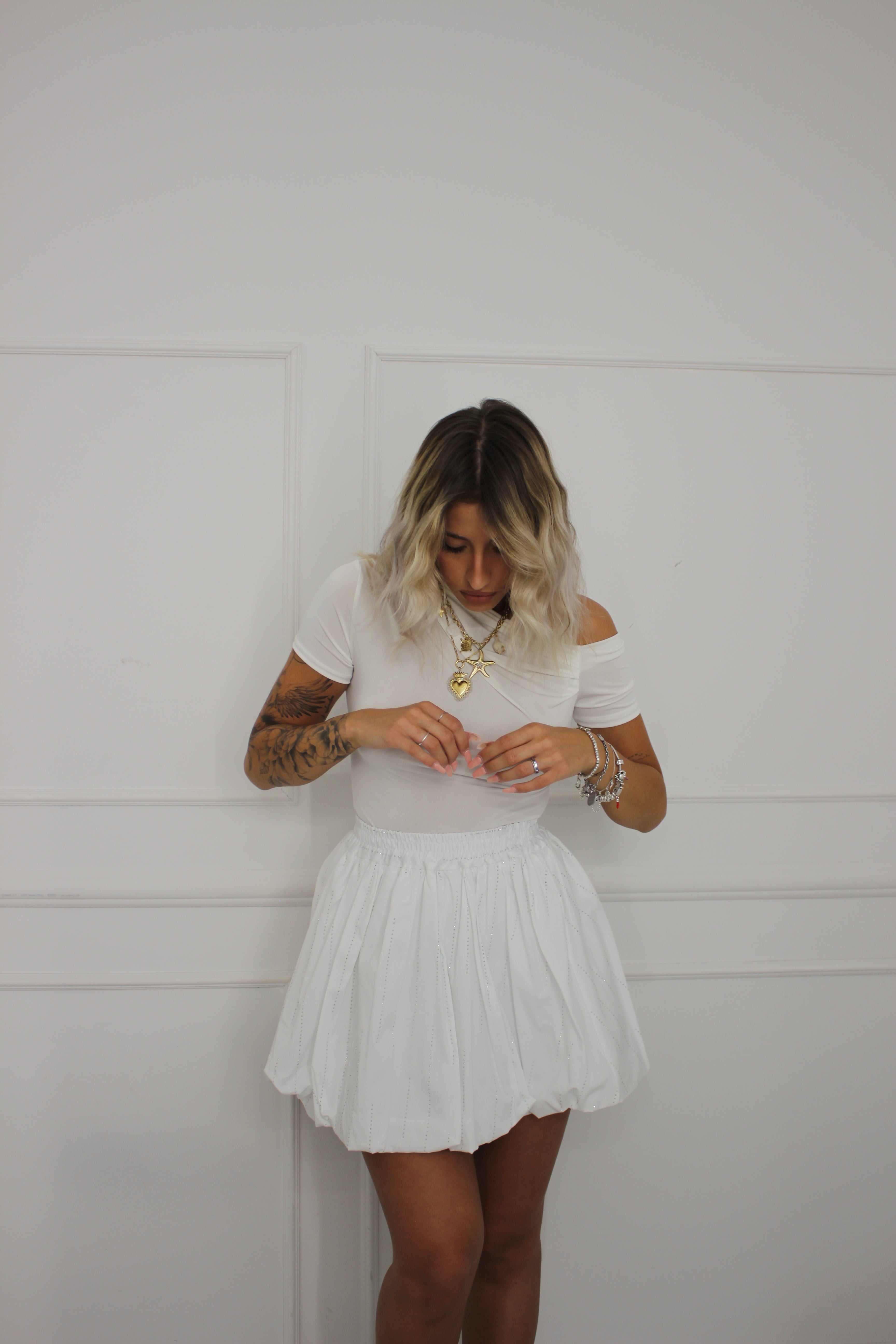 Gonna Balloon Strass Bianco