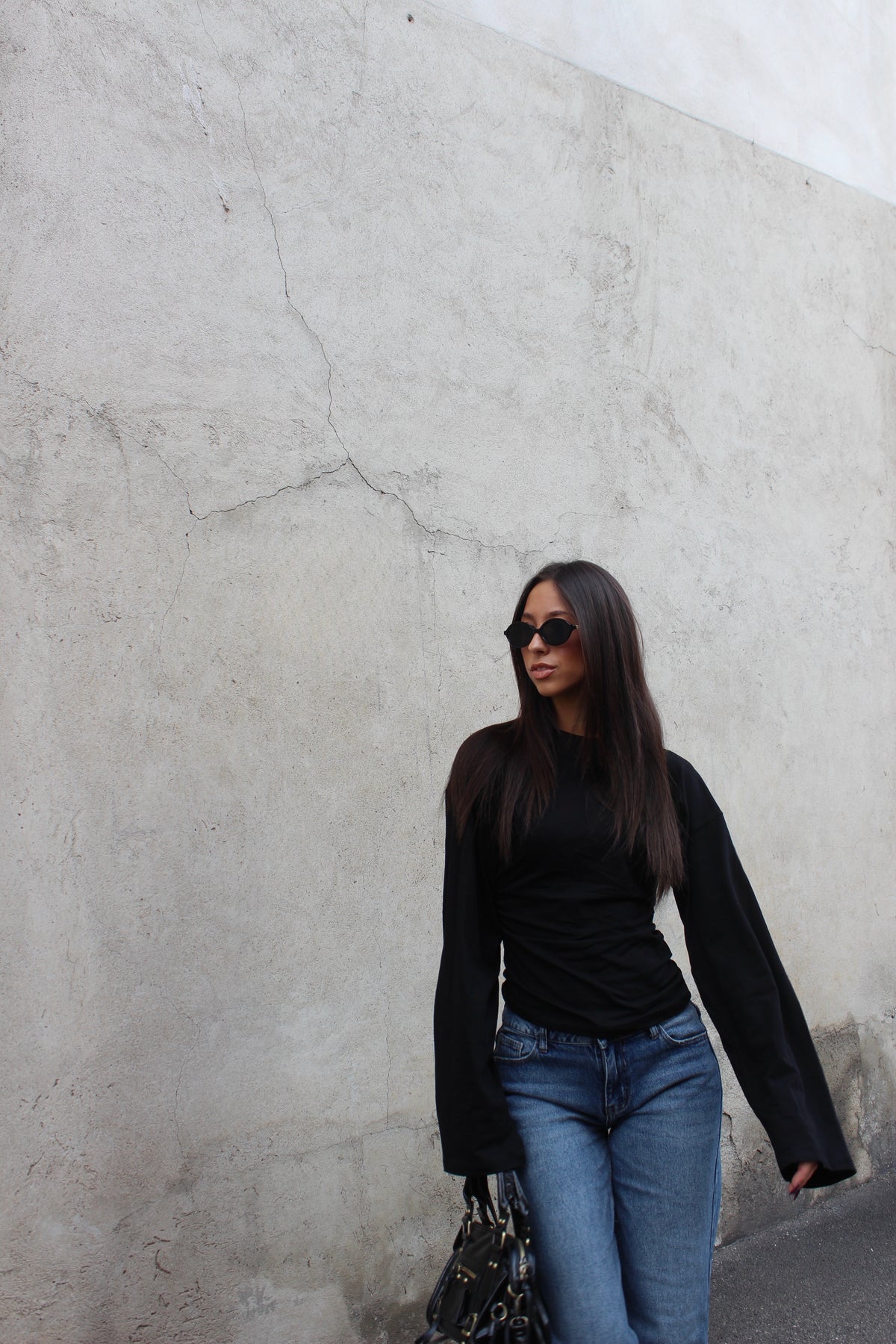 Maglia midi longesleeve nero