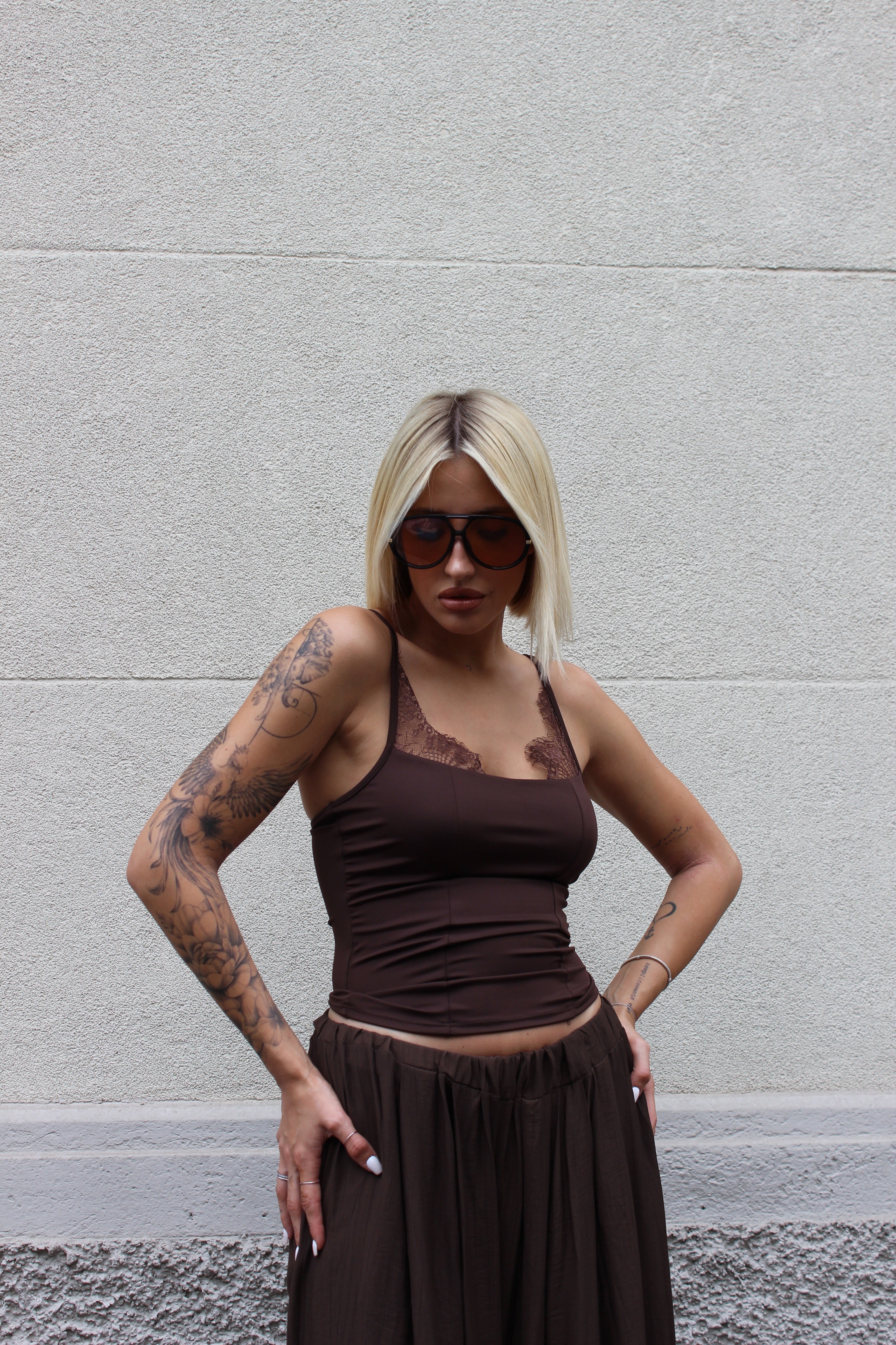Tank tops pizzo cioccolato