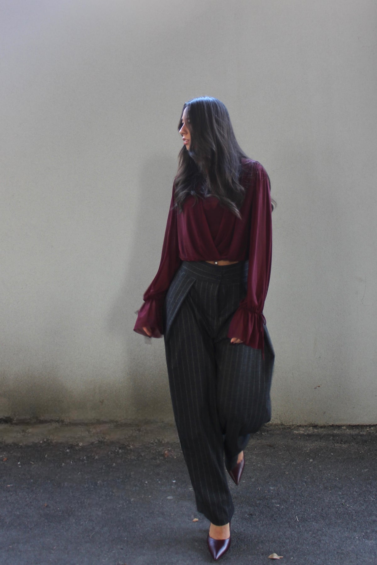 Pantalone tailored barrel grigio