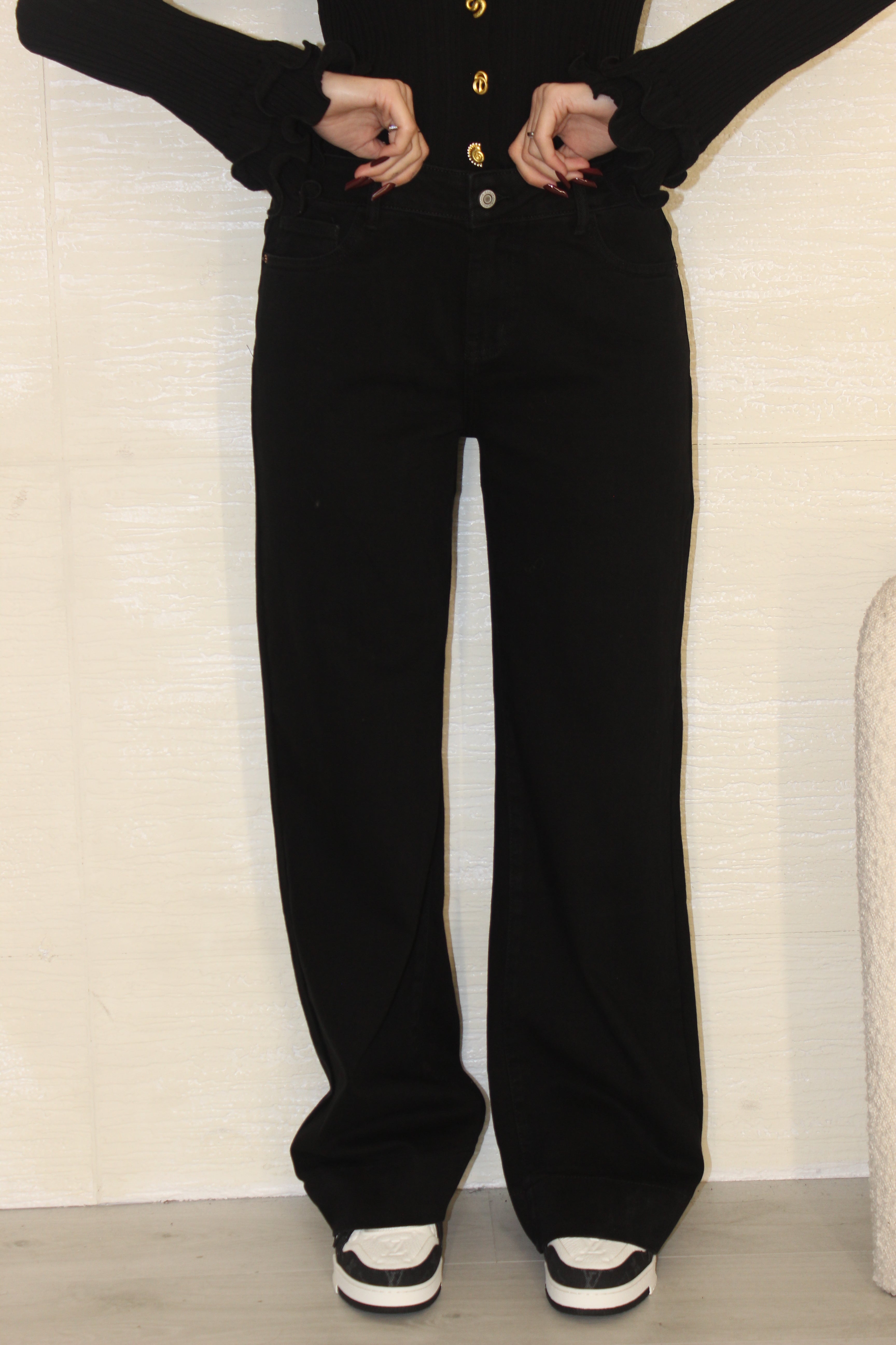 Jeans wide leg basic black