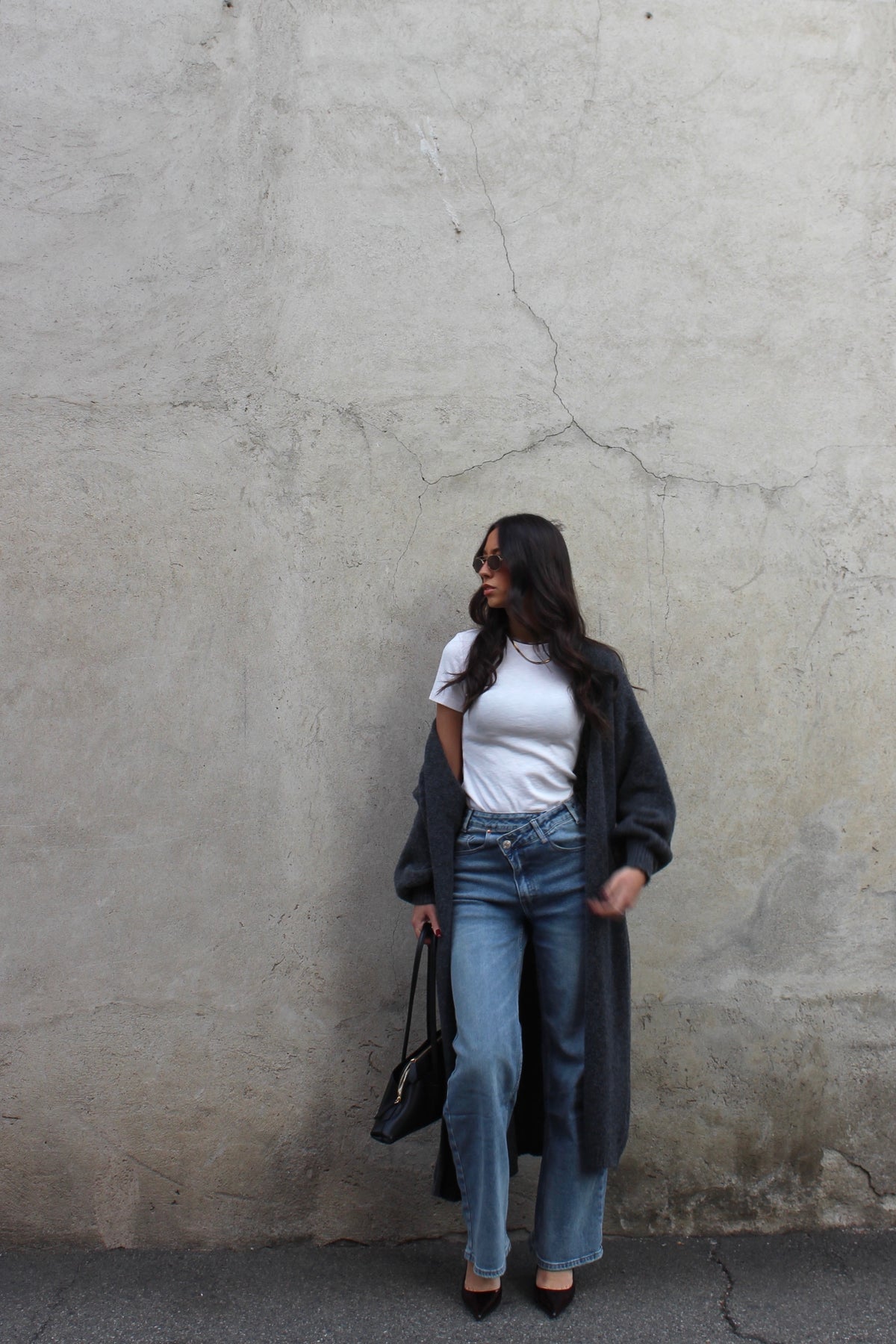 Cardigan long grigio