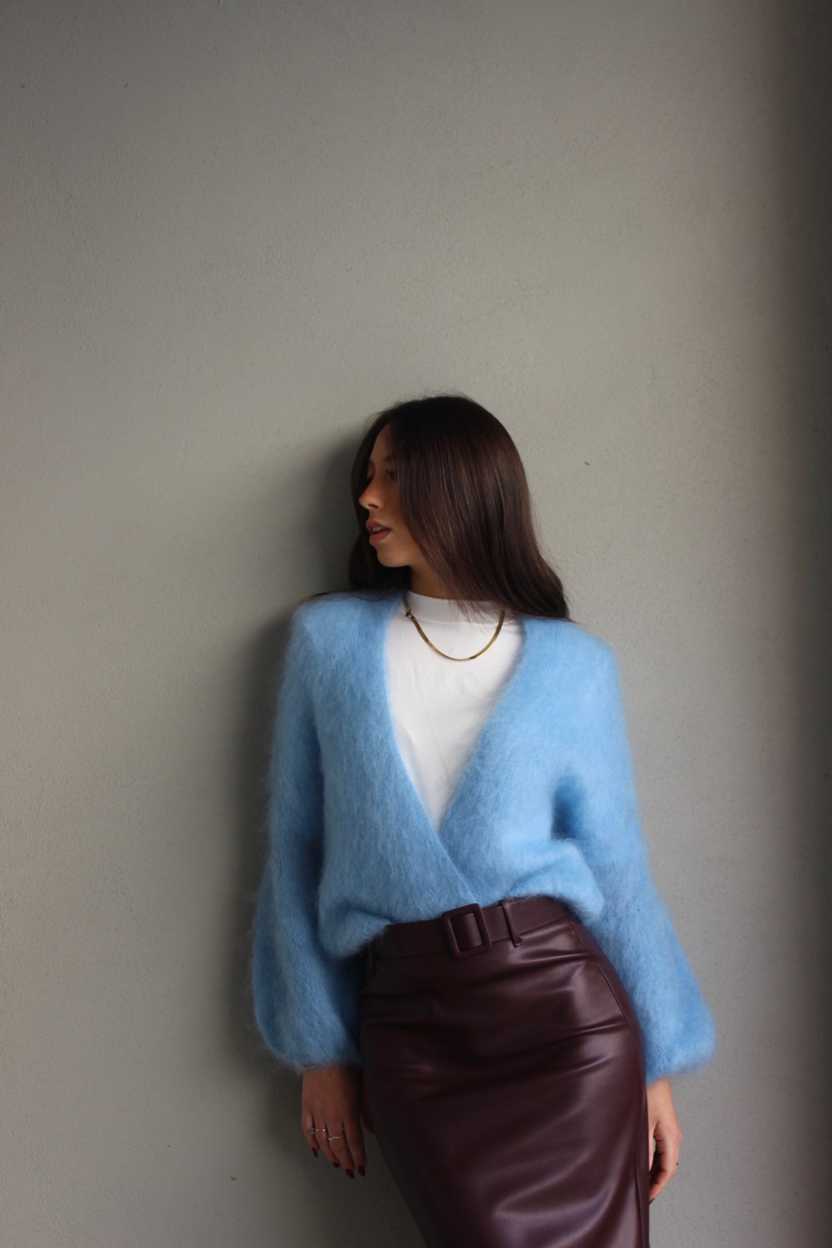 Cardigan midi azzurro