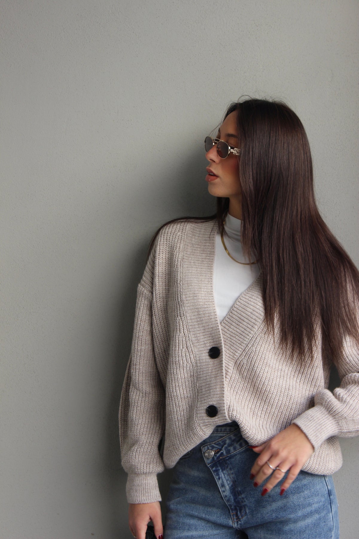 Cardigan lumina tortora