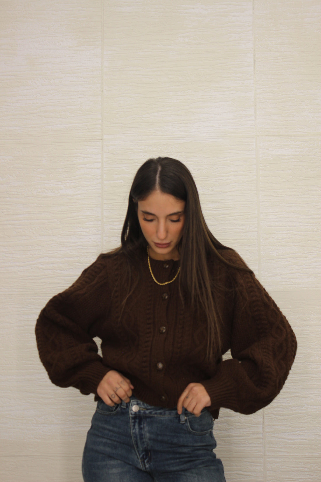 Cardigan con Bottoni Cioccolato