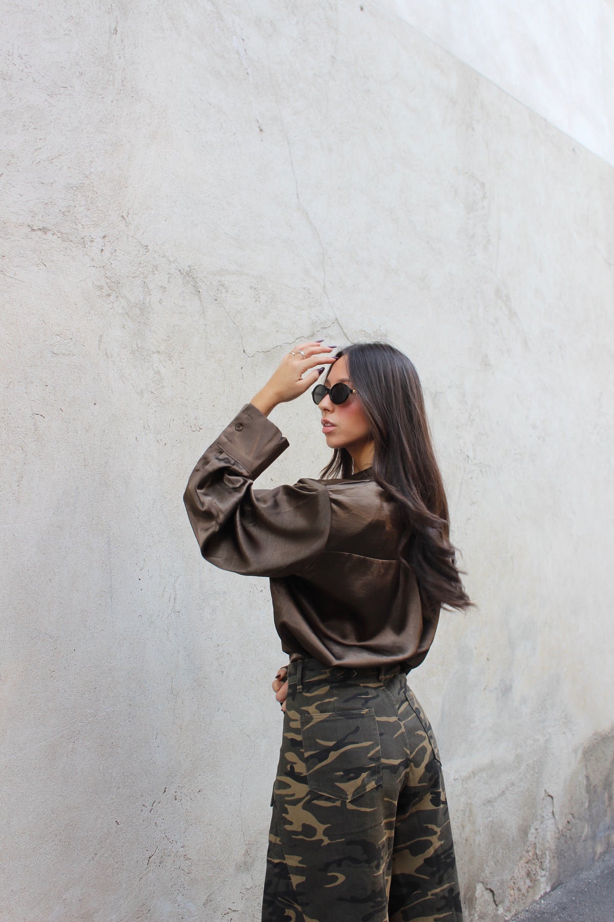 Camicia satin olive
